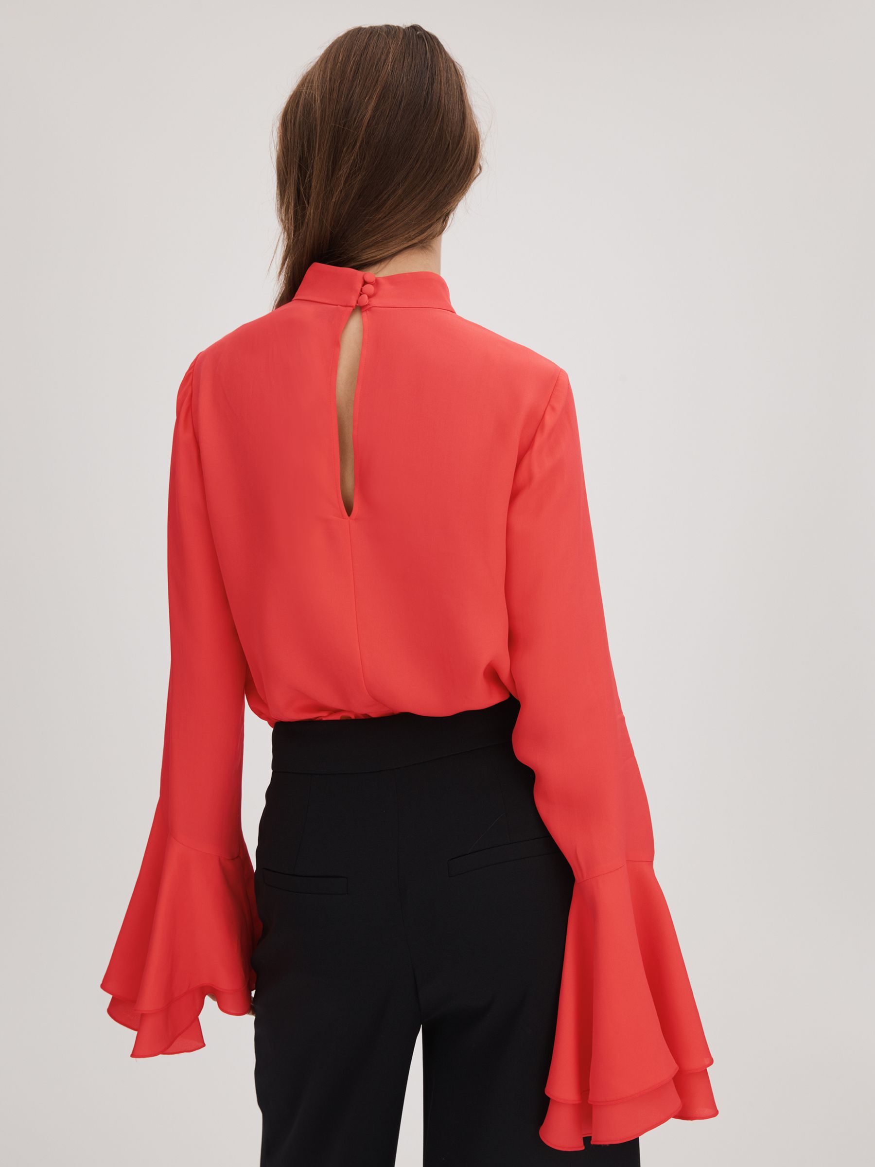 Florere Fluted Cuff Blouse in Deep Coral - Image 5 of 7