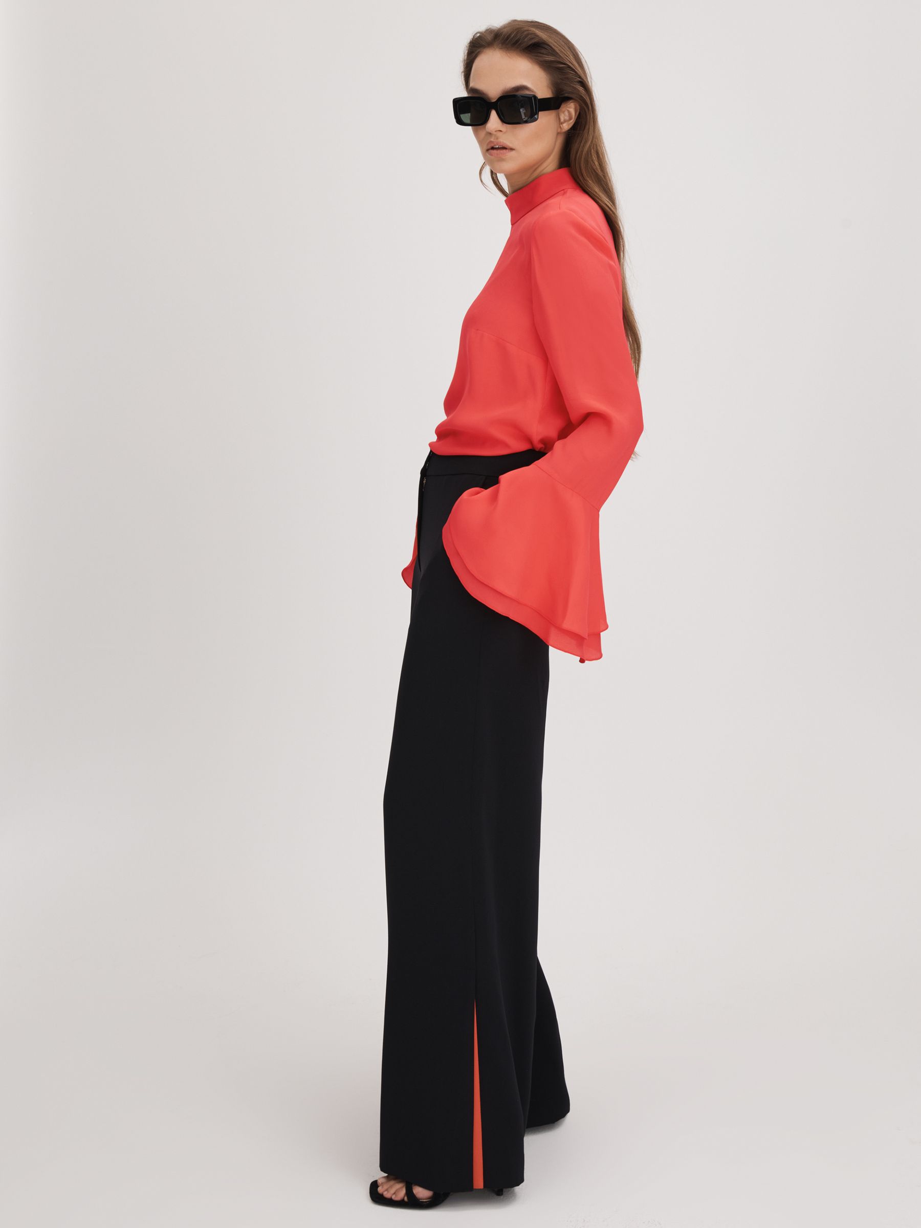 Florere Fluted Cuff Blouse in Deep Coral - Image 6 of 7