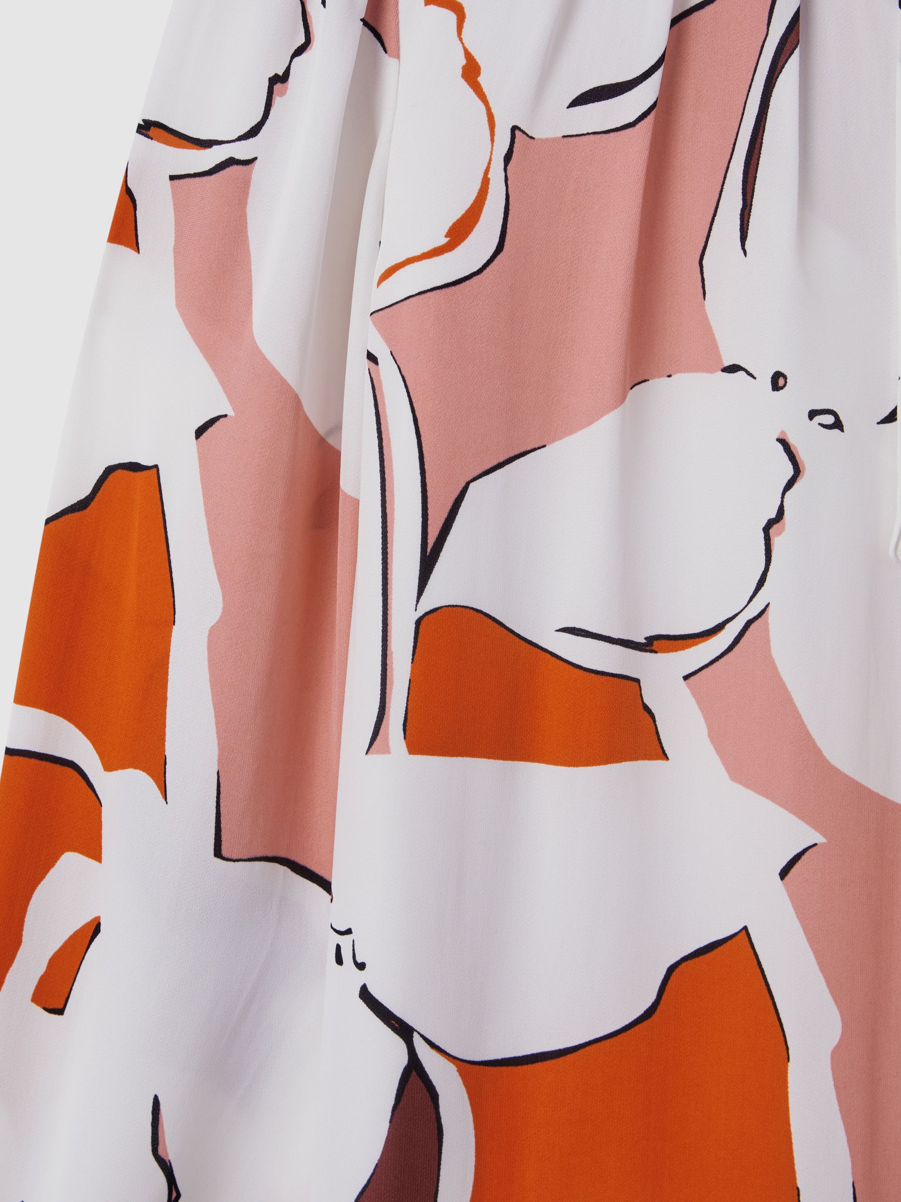 Printed Tie Neck Mini Dress in Cream/Red - Image 6 of 6