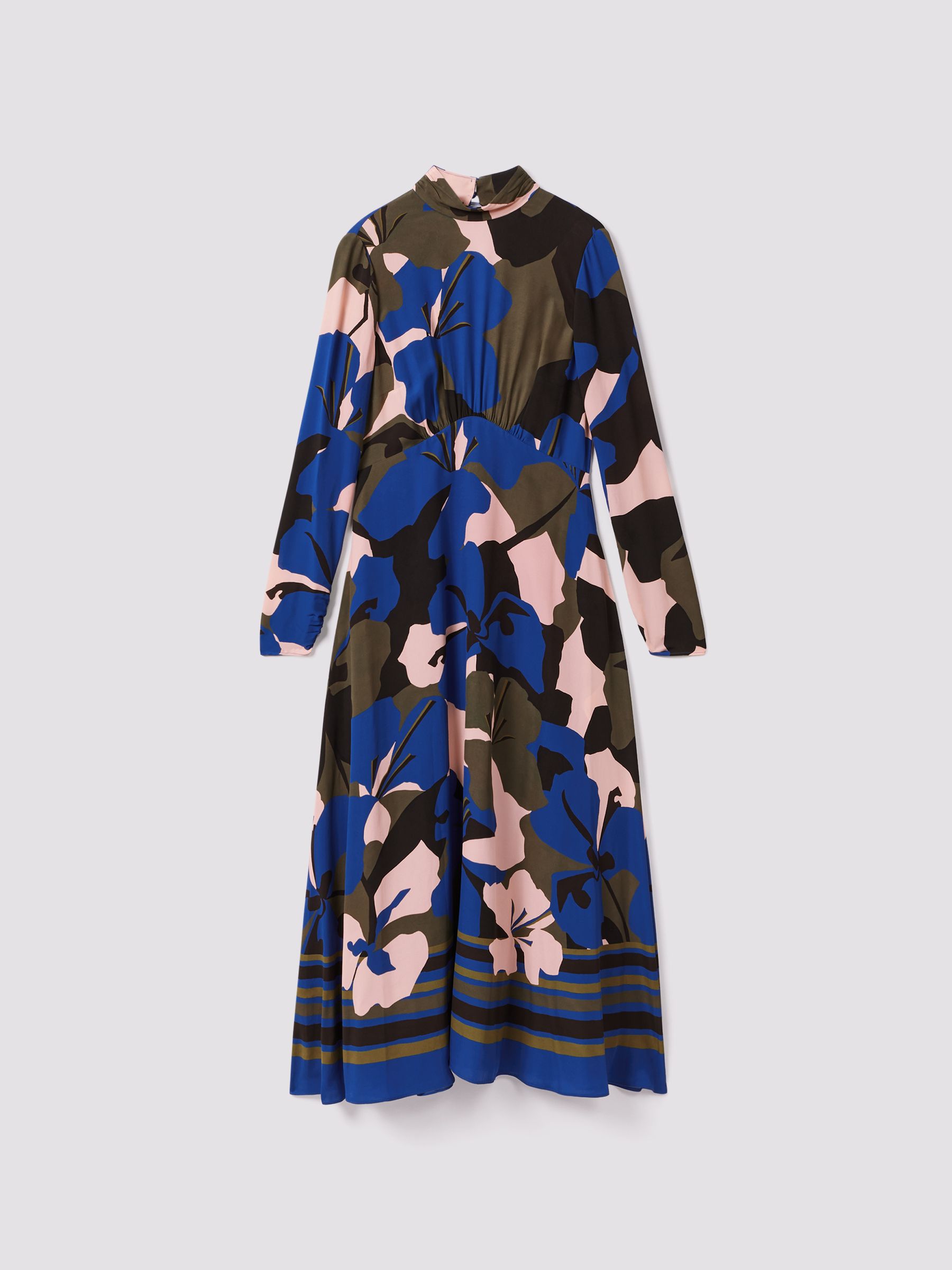 Florere Printed Zip Cuff Midi Dress in Multi - Image 2 of 7