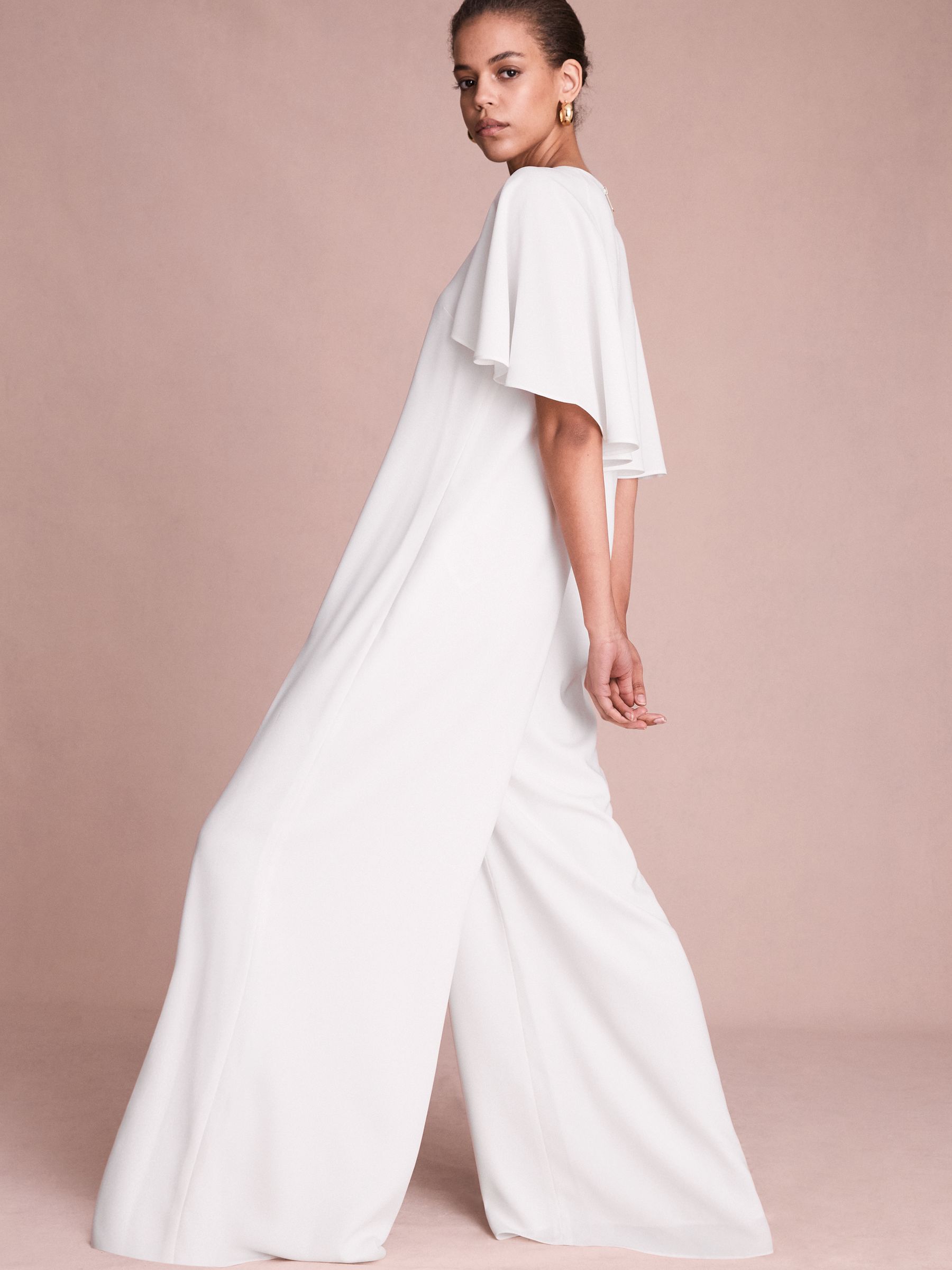 Florere Cape Wide Leg Jumpsuit in Ivory - Image 3 of 7