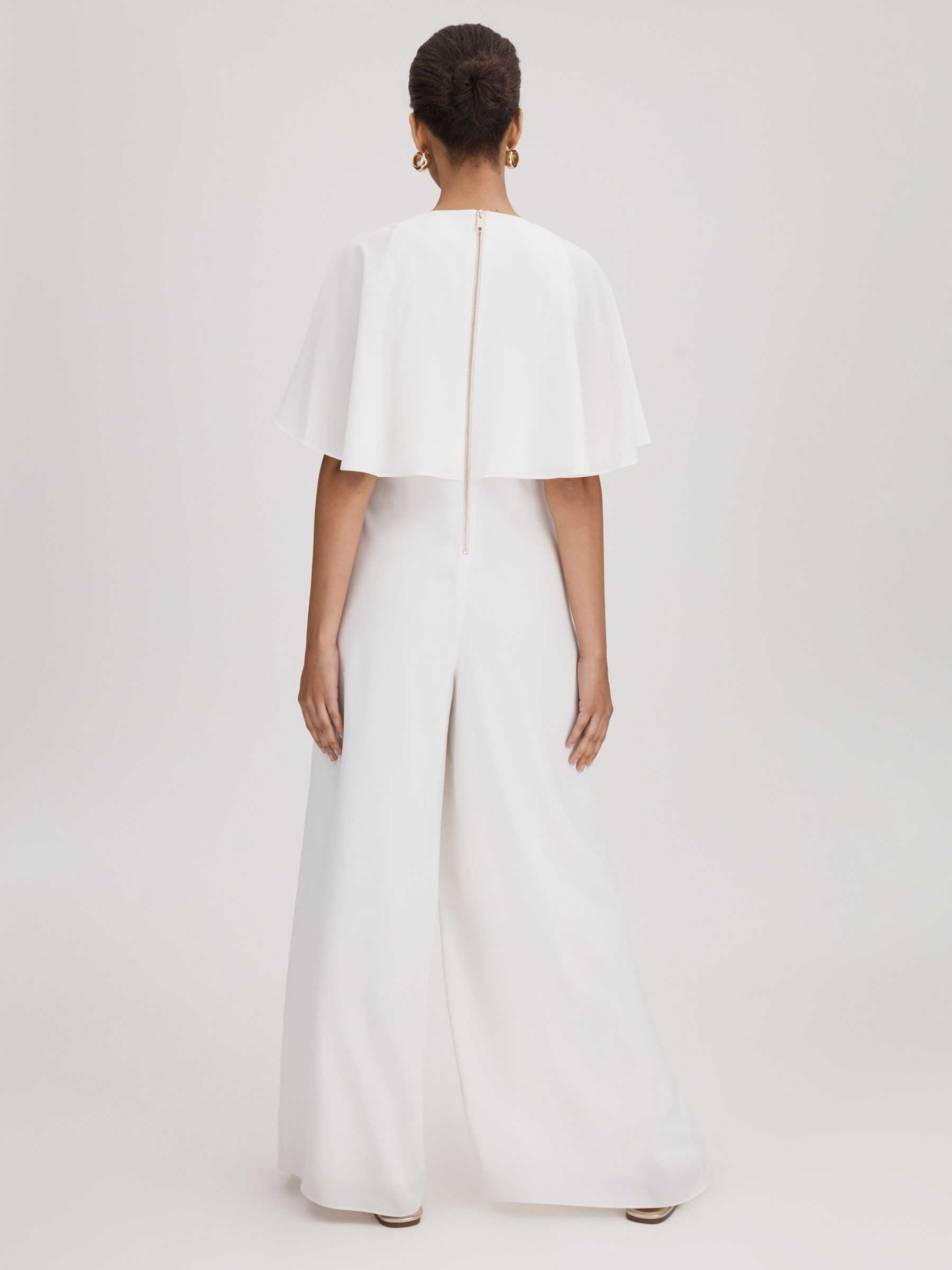 Florere Cape Wide Leg Jumpsuit in Ivory - Image 5 of 7