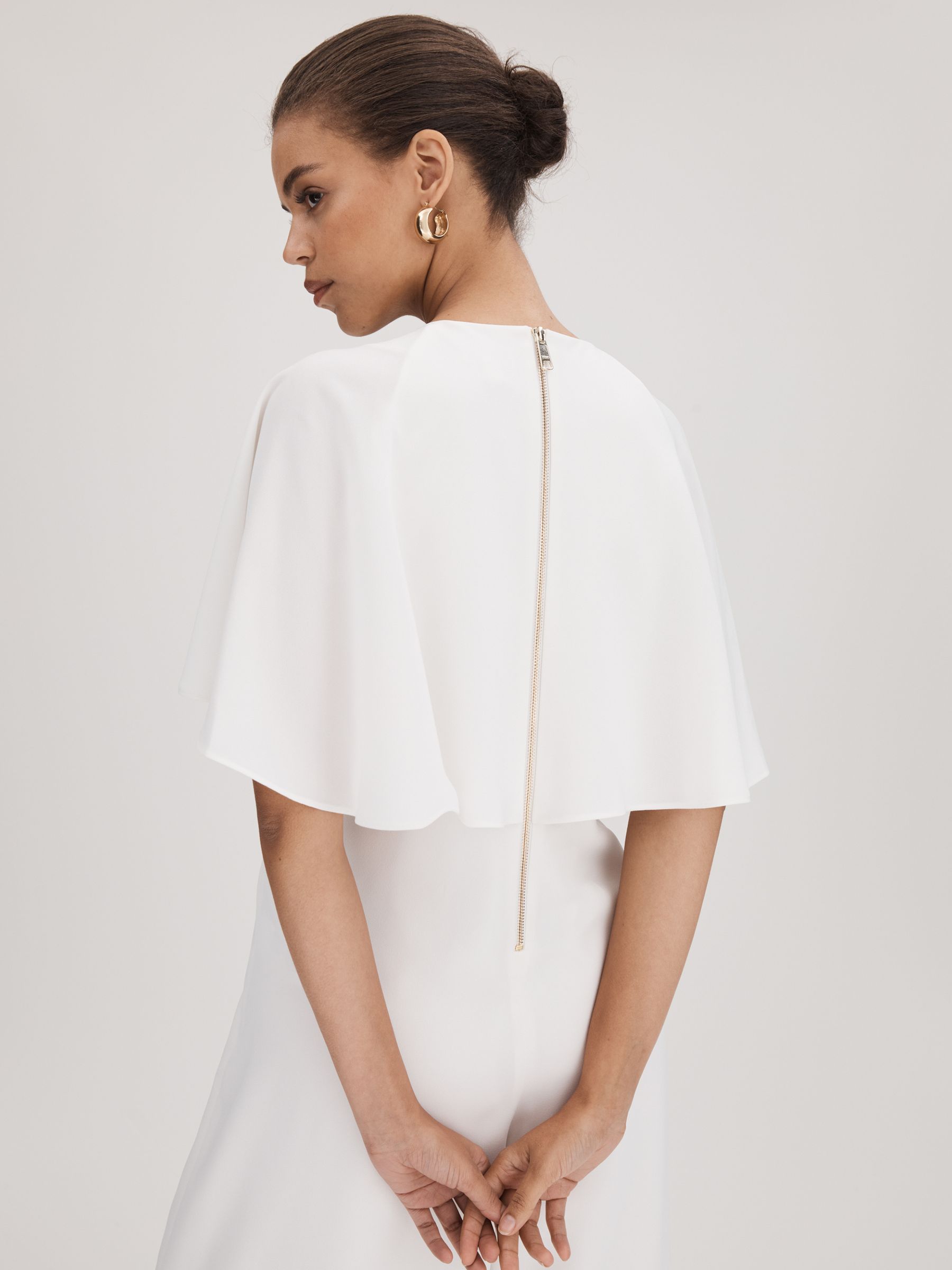 Florere Cape Wide Leg Jumpsuit in Ivory - Image 6 of 7