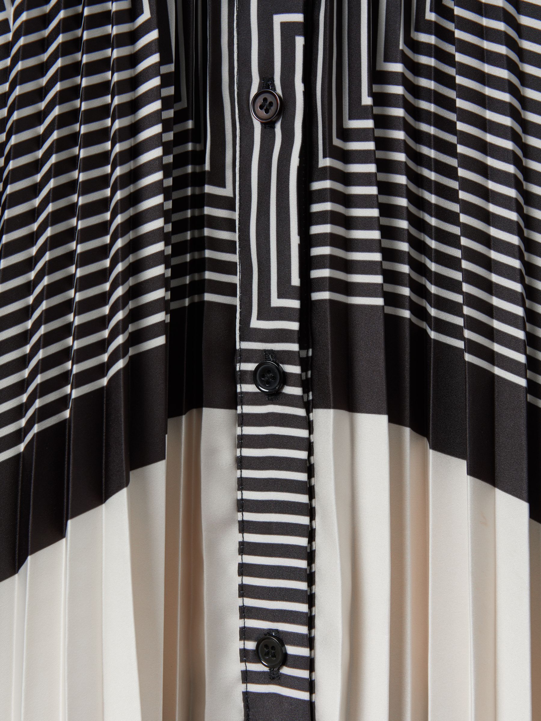 Printed Pleated Mini Dress in Black/White - Image 6 of 6