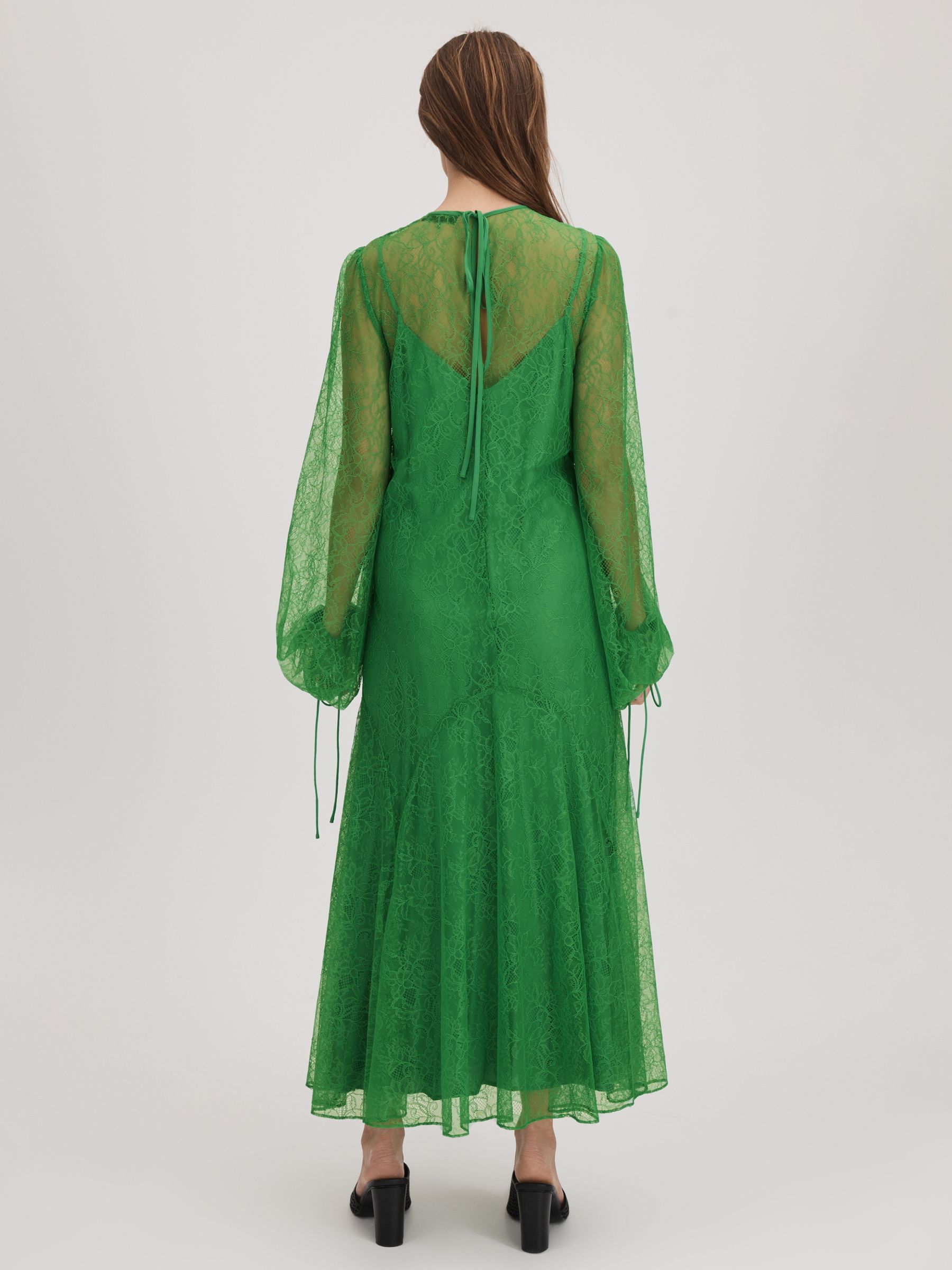 Florere Lace Midi Dress in Bright Green - Image 5 of 6
