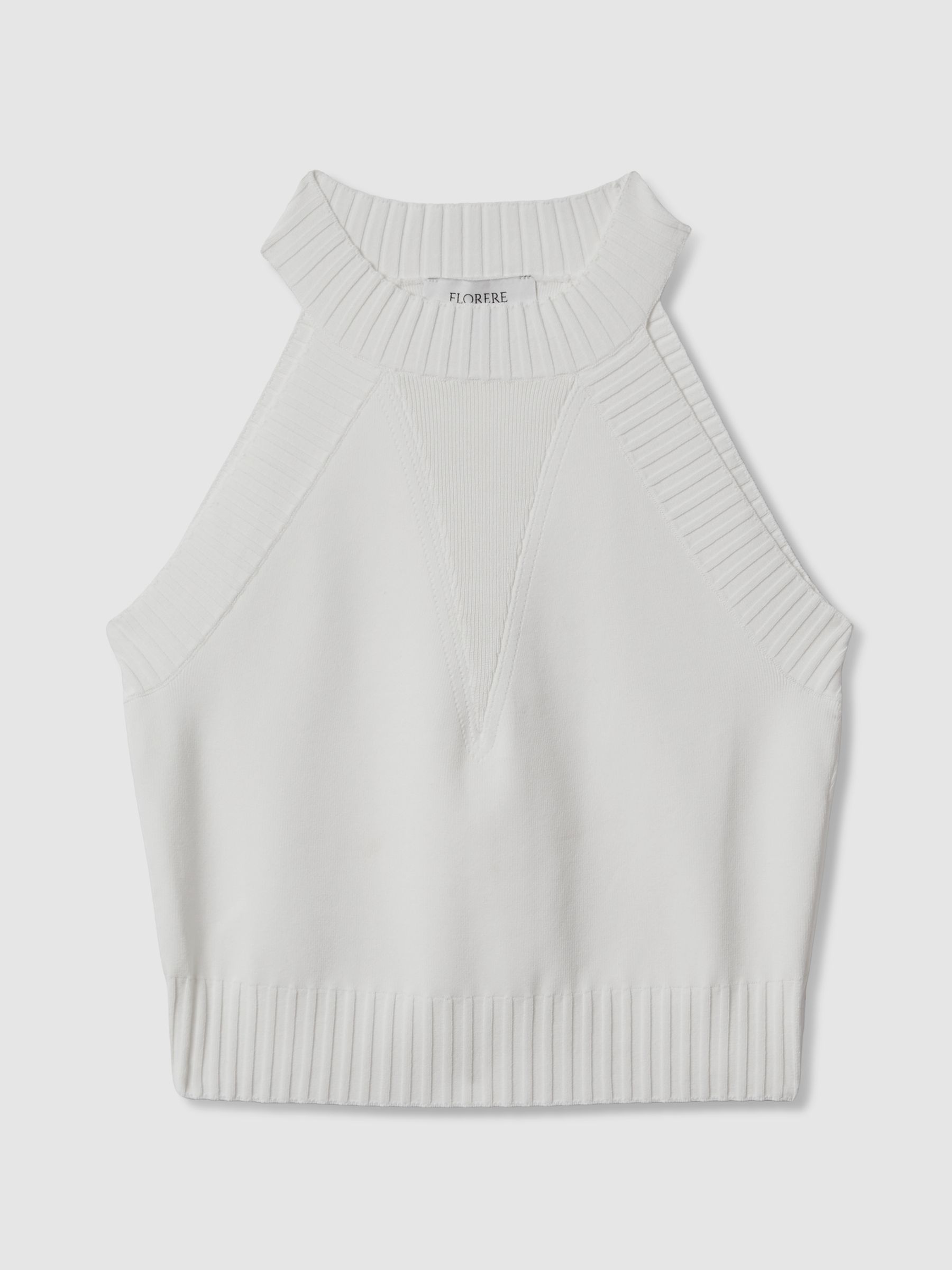 Florere Knitted Halter Neck Vest in Ivory - Image 2 of 5