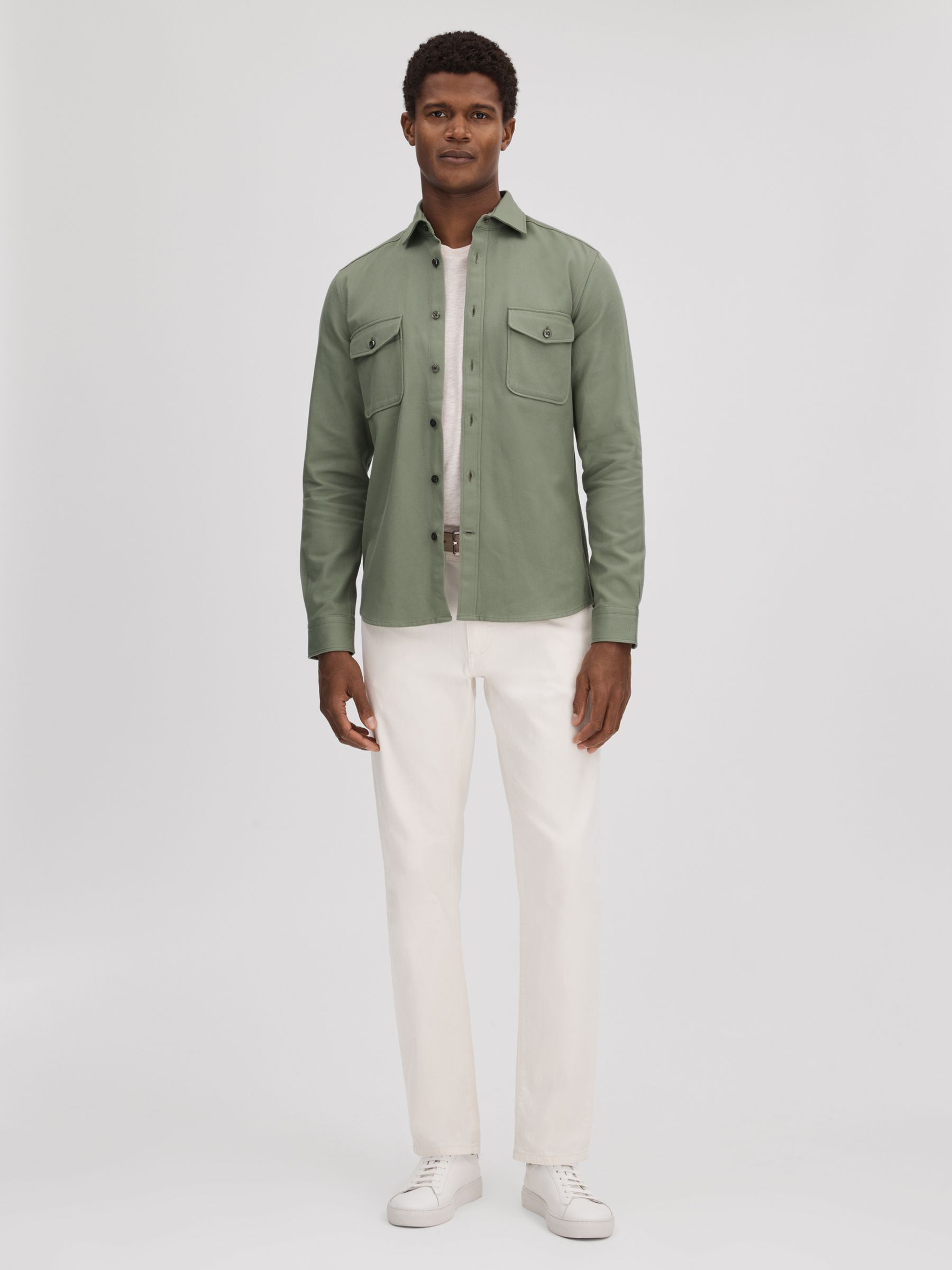 Cotton Canvas Overshirt in Pistachio - Image 3 of 6