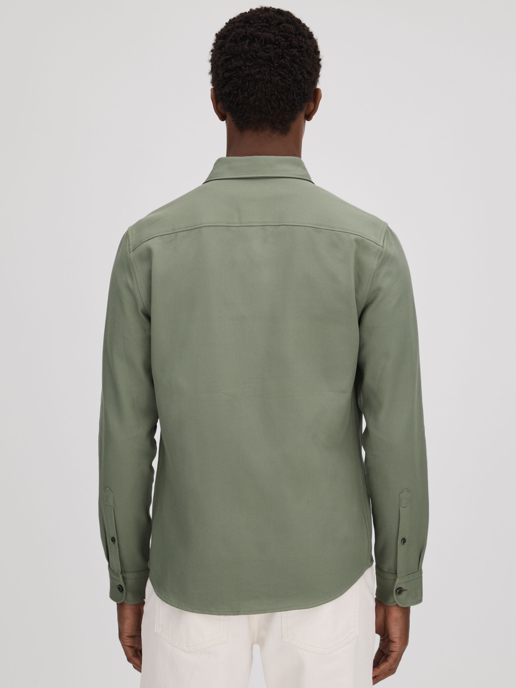 Cotton Canvas Overshirt in Pistachio - Image 5 of 6