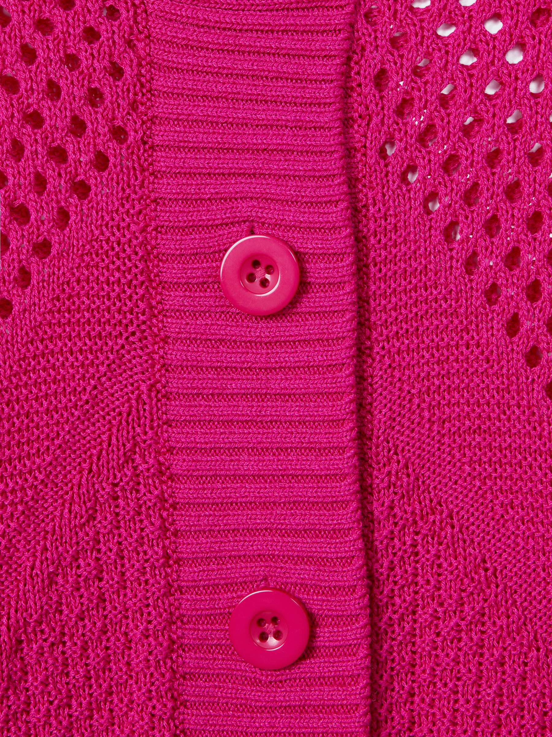 Florere Crochet Button-Through Cardigan in Bright Pink - Image 5 of 5