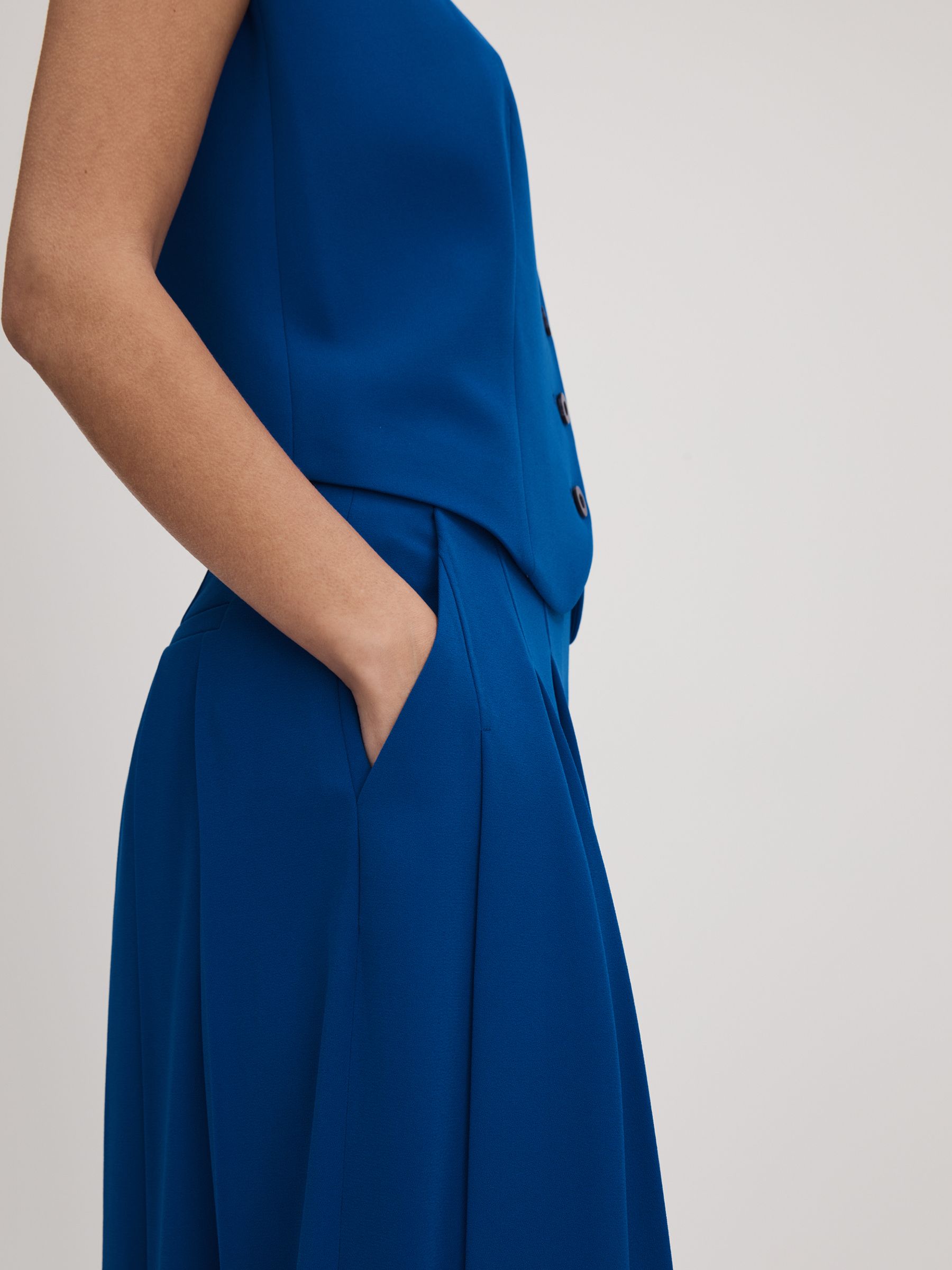 Florere Pleated Wide Leg Trousers in Bright Blue - Image 5 of 7