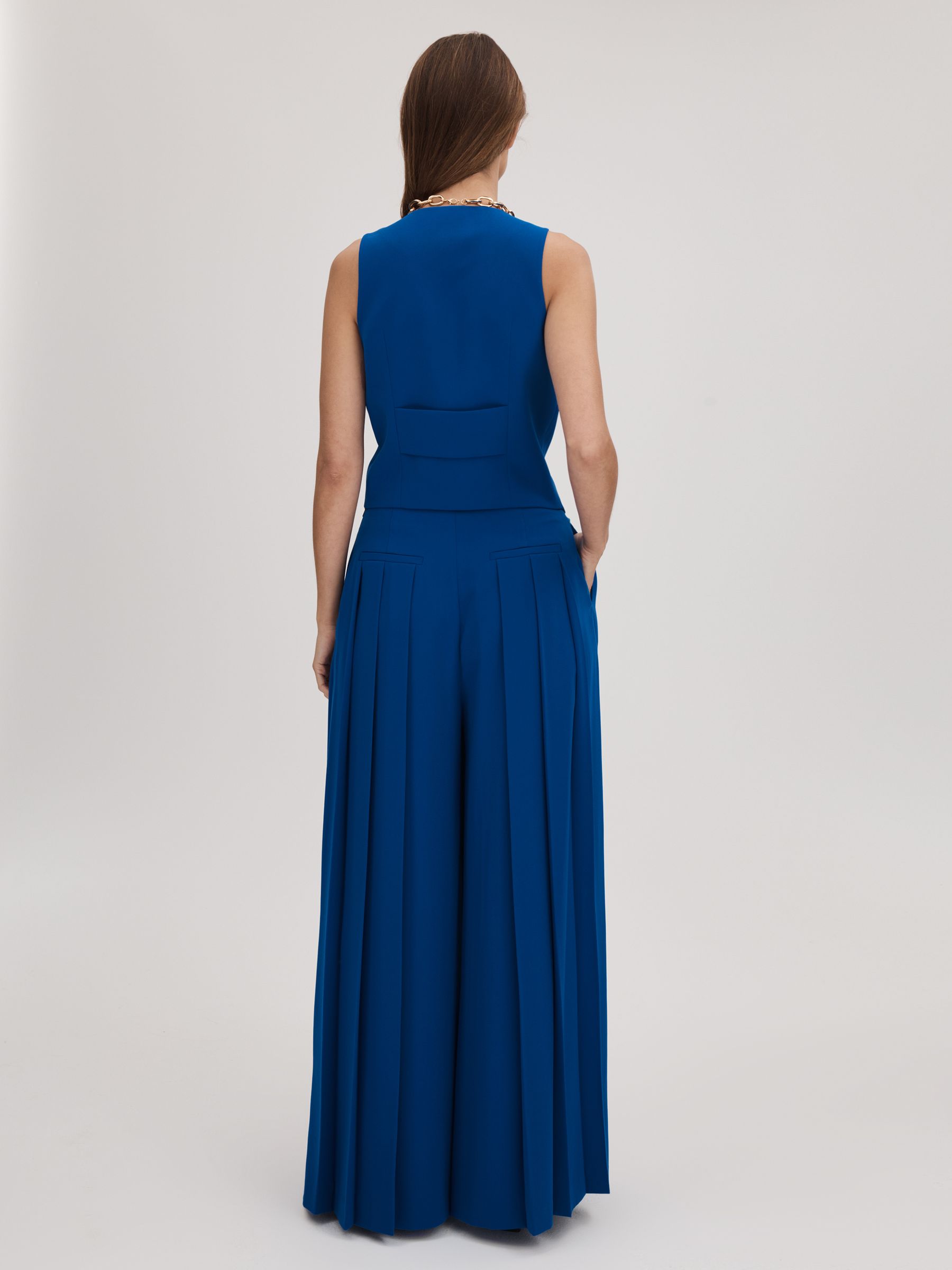 Florere Pleated Wide Leg Trousers in Bright Blue - Image 6 of 7