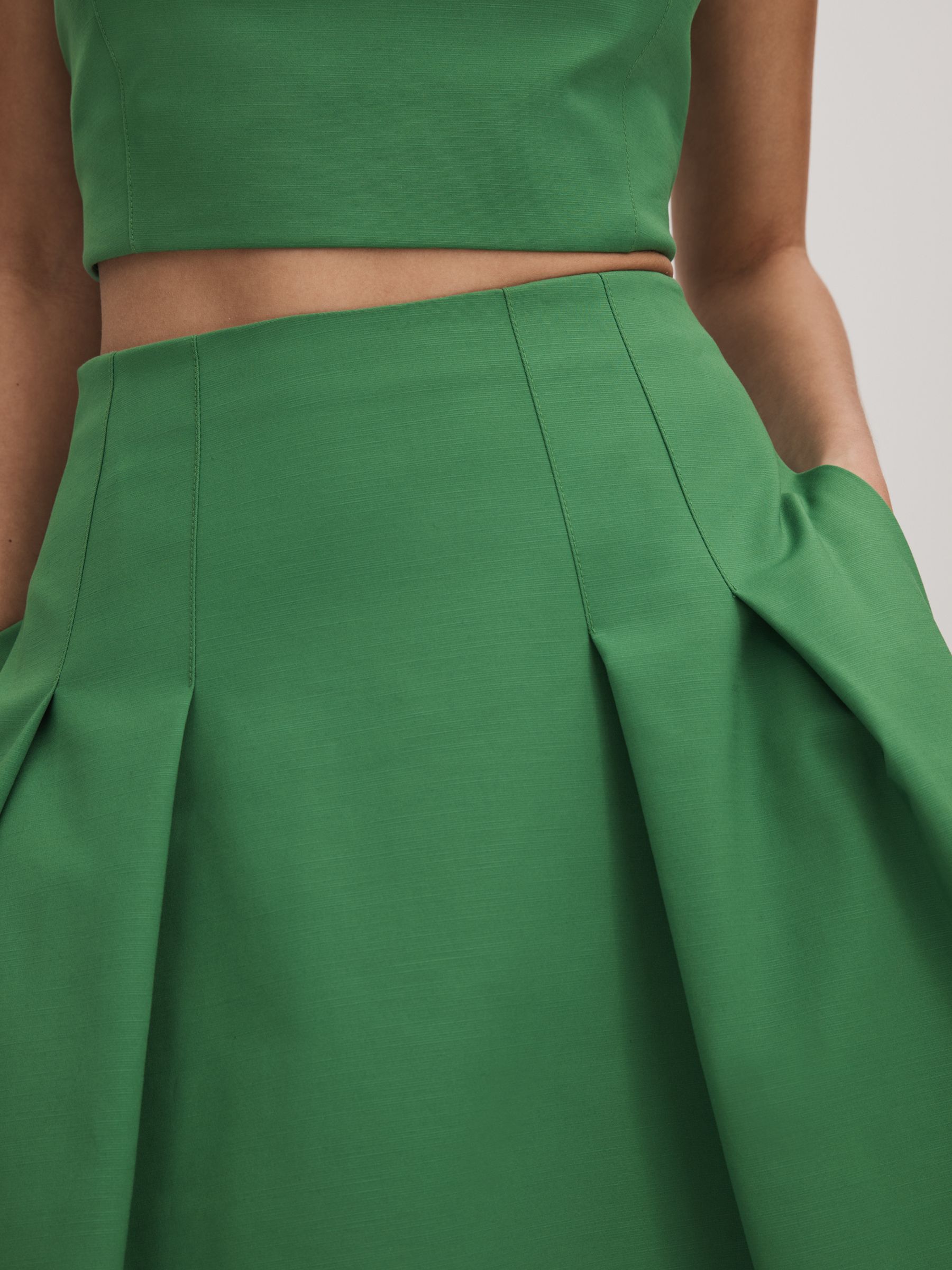 Florere Flared Midi Skirt in Bright Green - Image 4 of 6