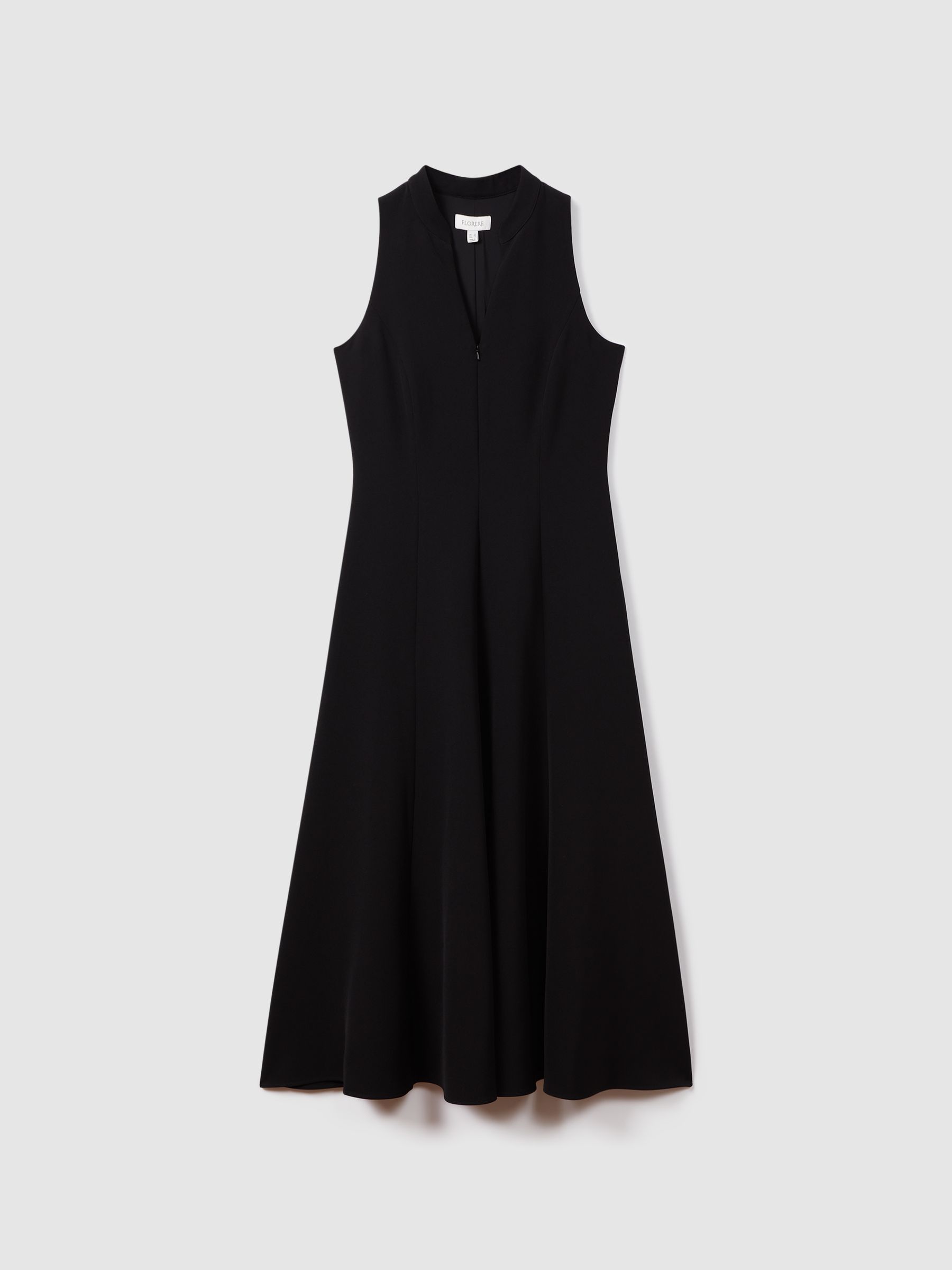 Florere Zip Front Midi Dress in Black - Image 2 of 6 Florere Zip Front Midi Dress in Black - Image 2 of 6