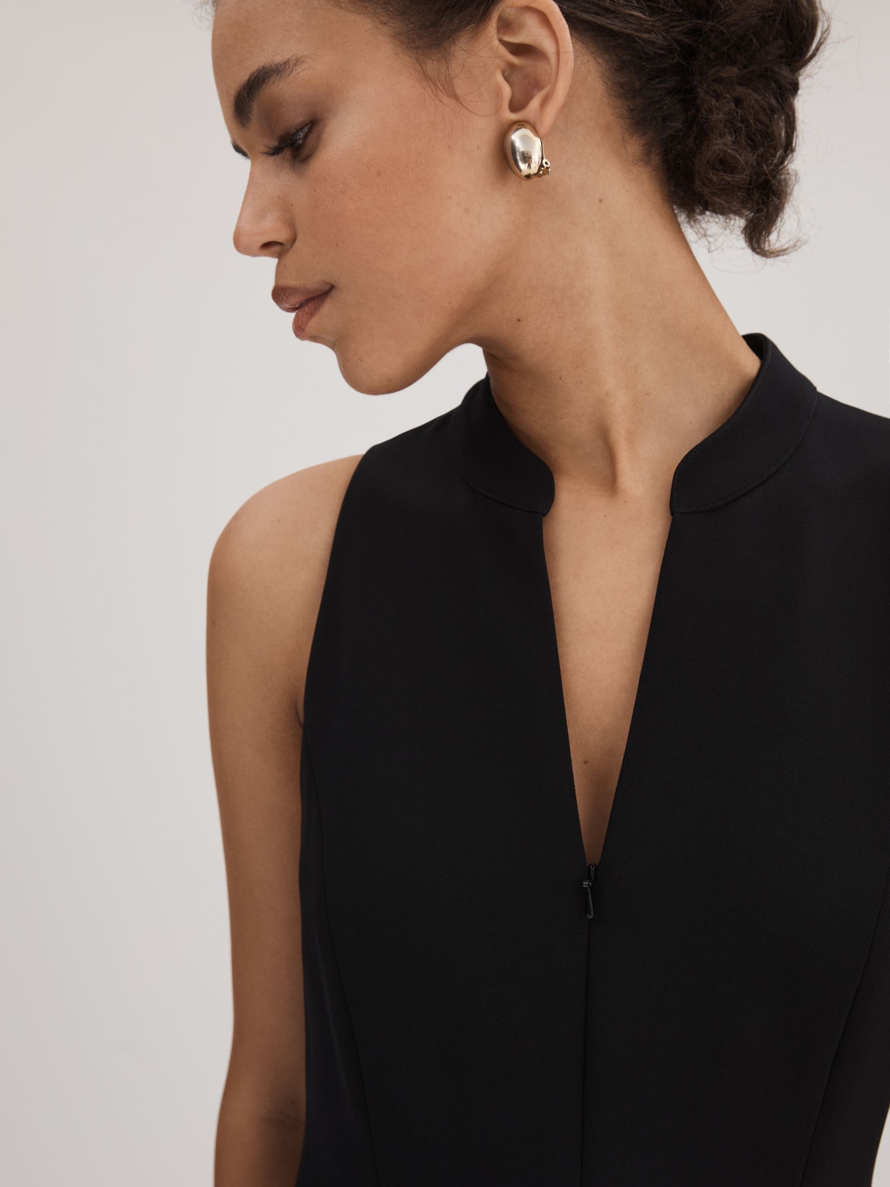 Florere Zip Front Midi Dress in Black - Image 4 of 6