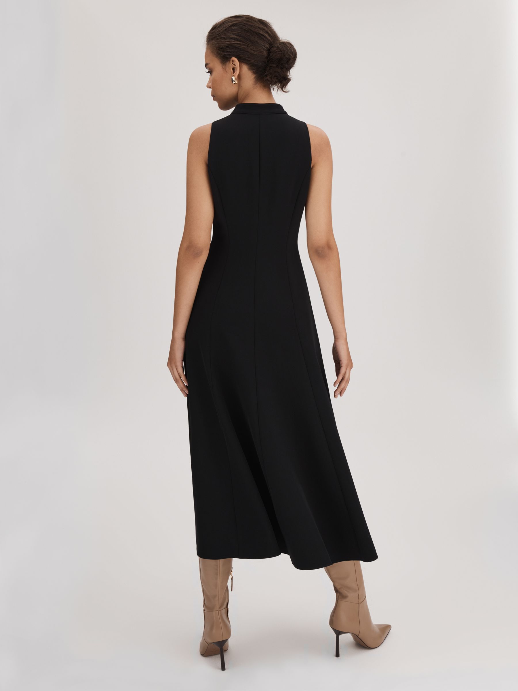 Florere Zip Front Midi Dress in Black - Image 5 of 6