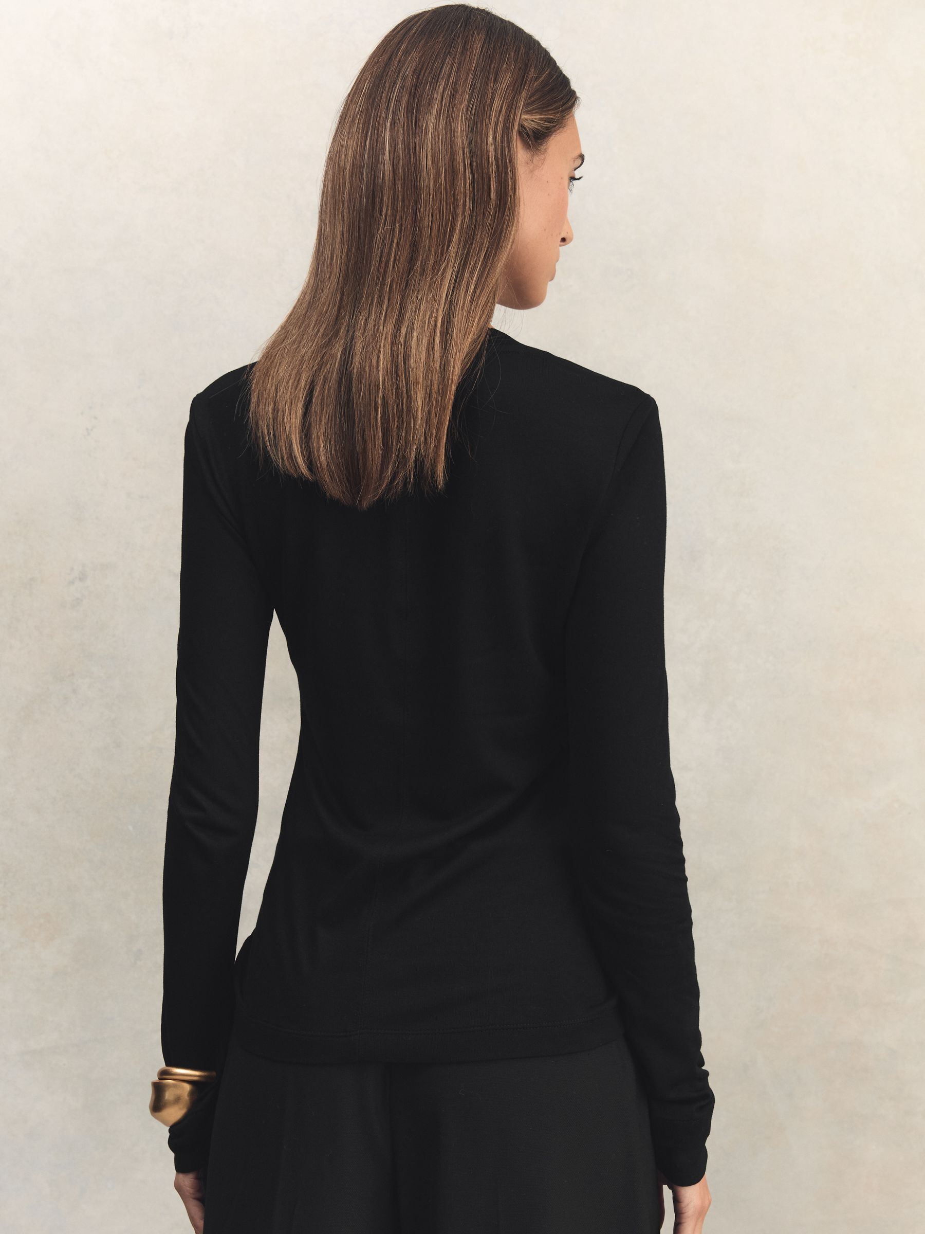 Jersey V-Neck Top in Black - image 5