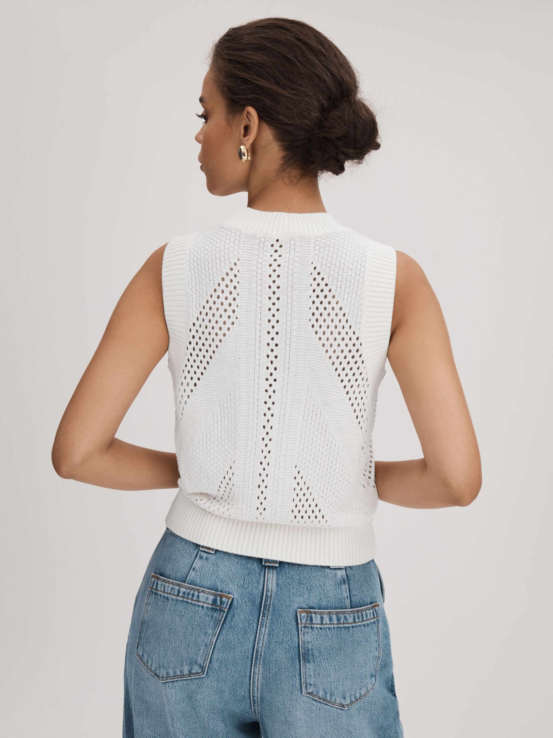 Florere Crochet Crew Neck Vest in Ivory - Image 3 of 5