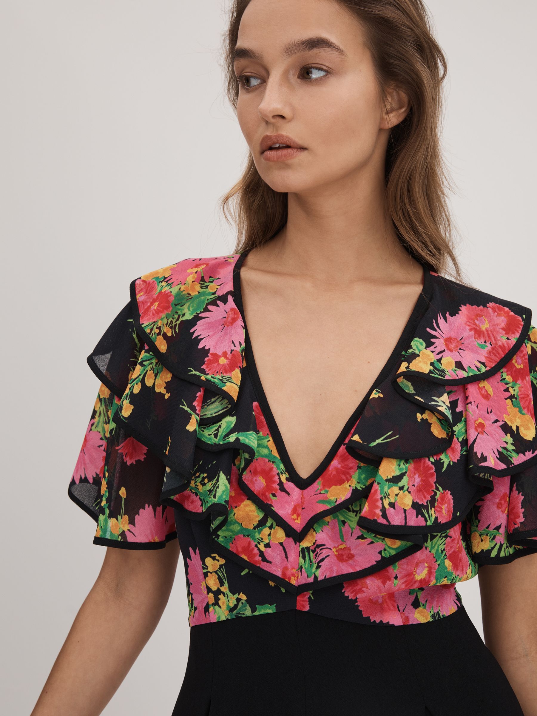 Florere Ruffle Sleeve Jumpsuit in Pink/Black - image 5