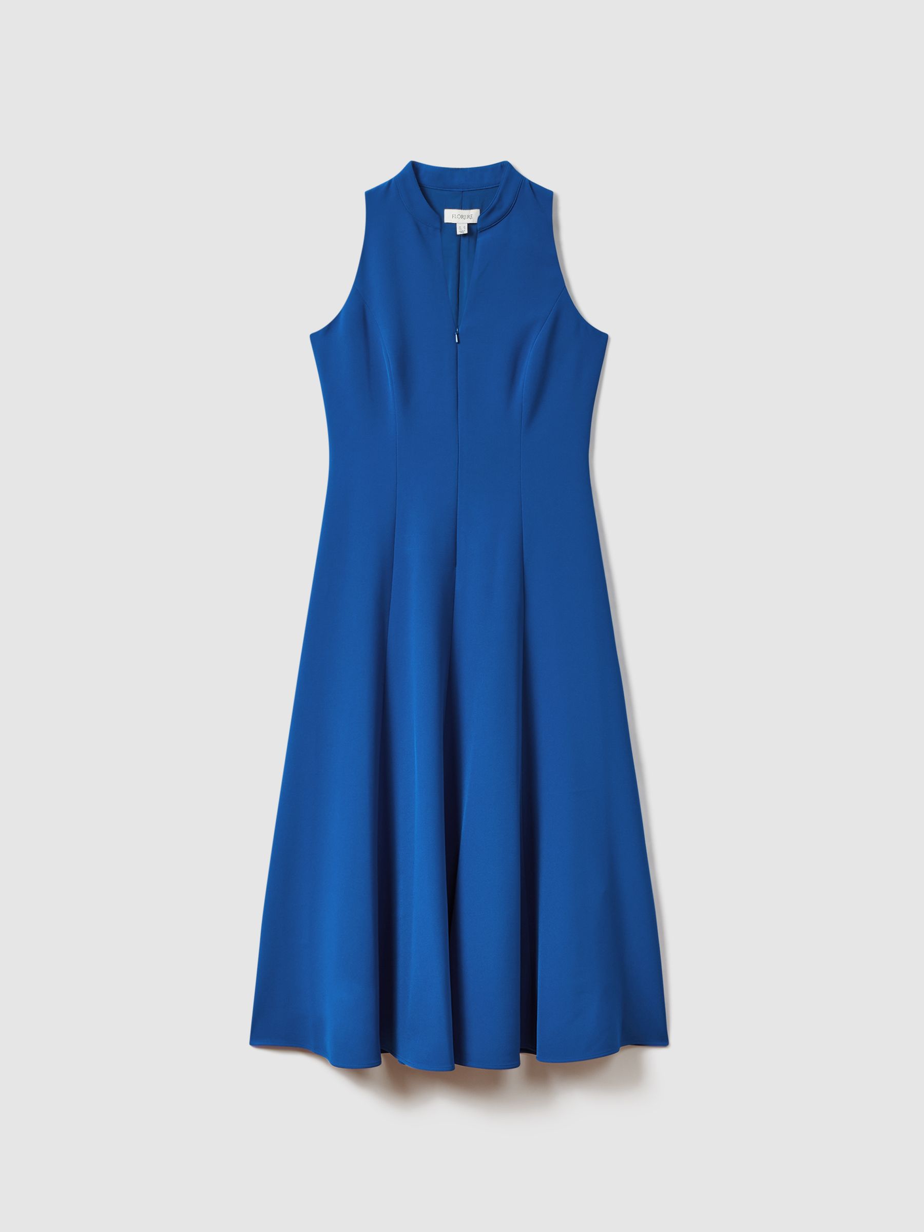 Florere Bright Blue Florere Bright Blue Zip Front Midi Dress - Image 2 of 6