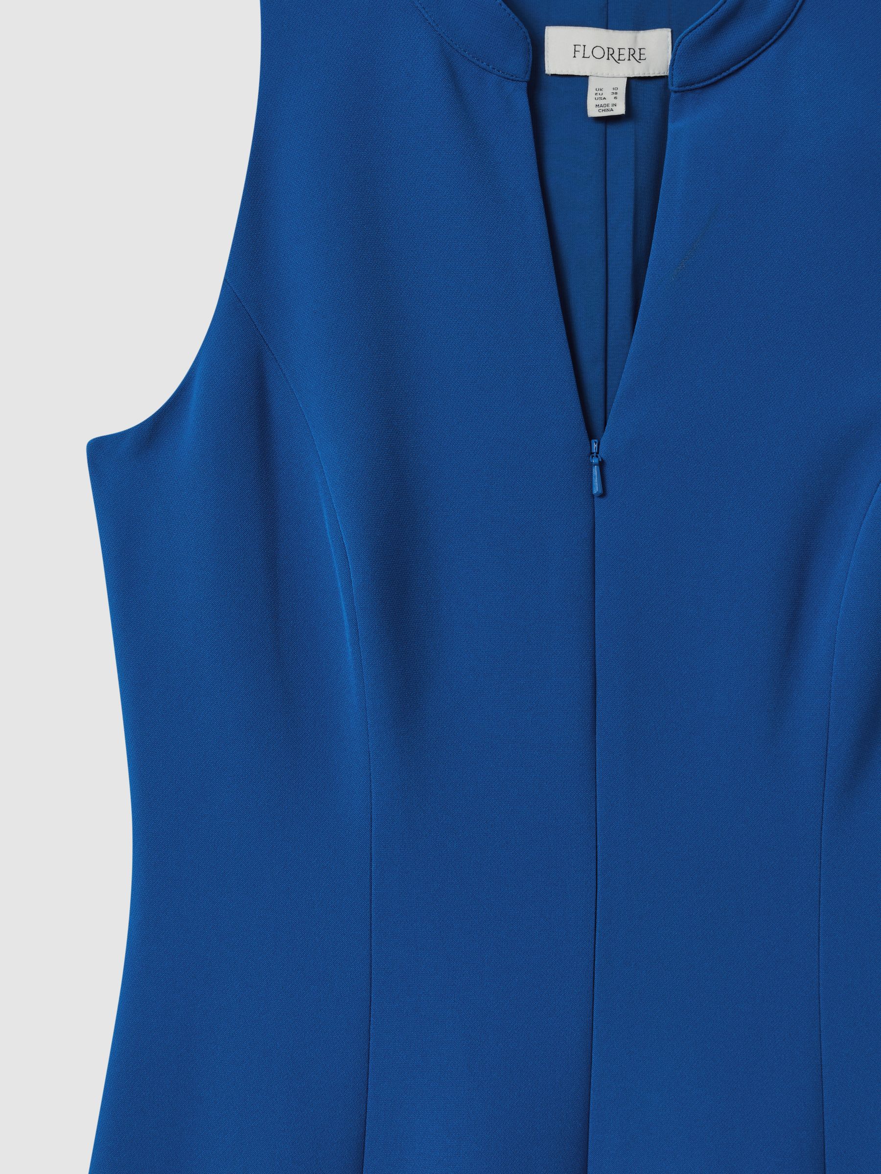 Florere Bright Blue Florere Bright Blue Zip Front Midi Dress - Image 6 of 6