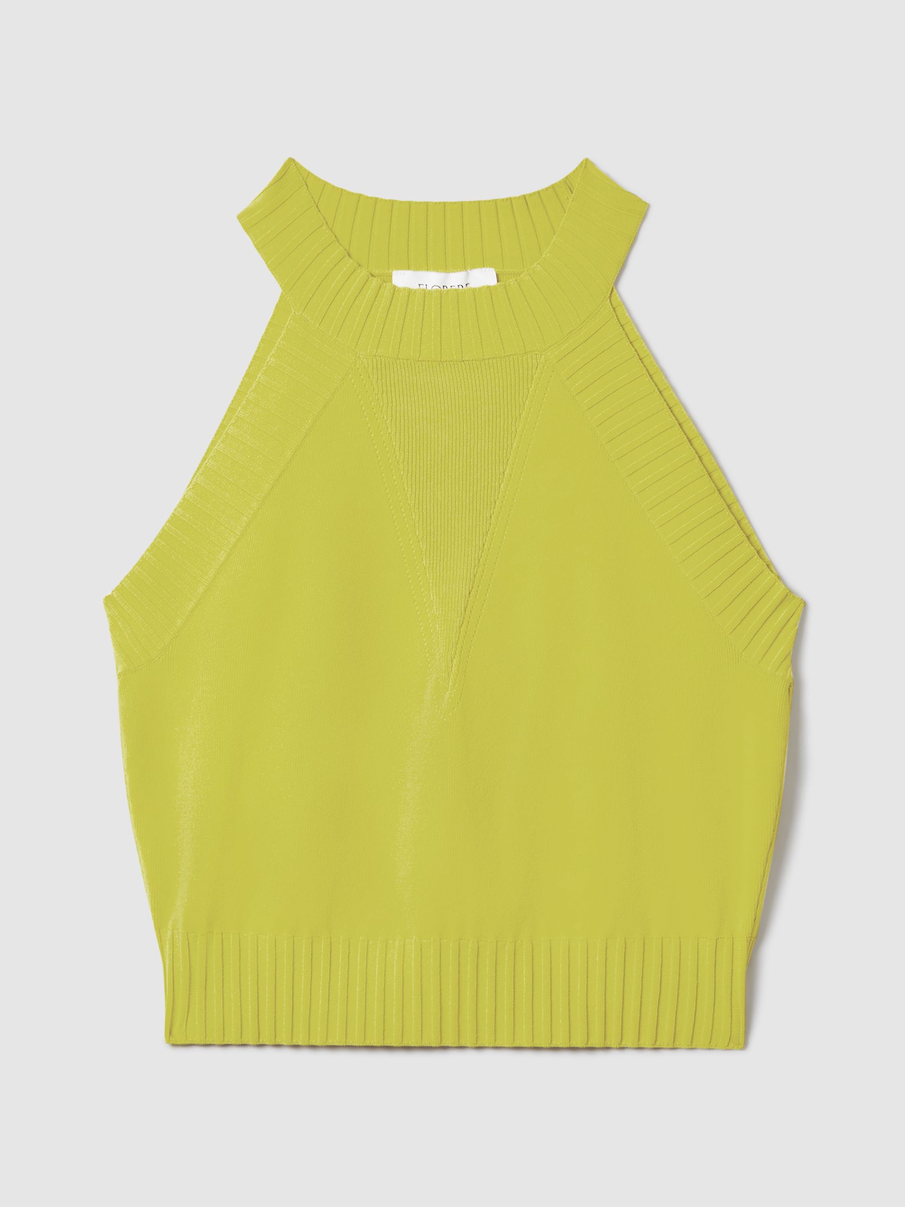 Florere Knitted Halter Neck Vest in Lime - Image 2 of 6