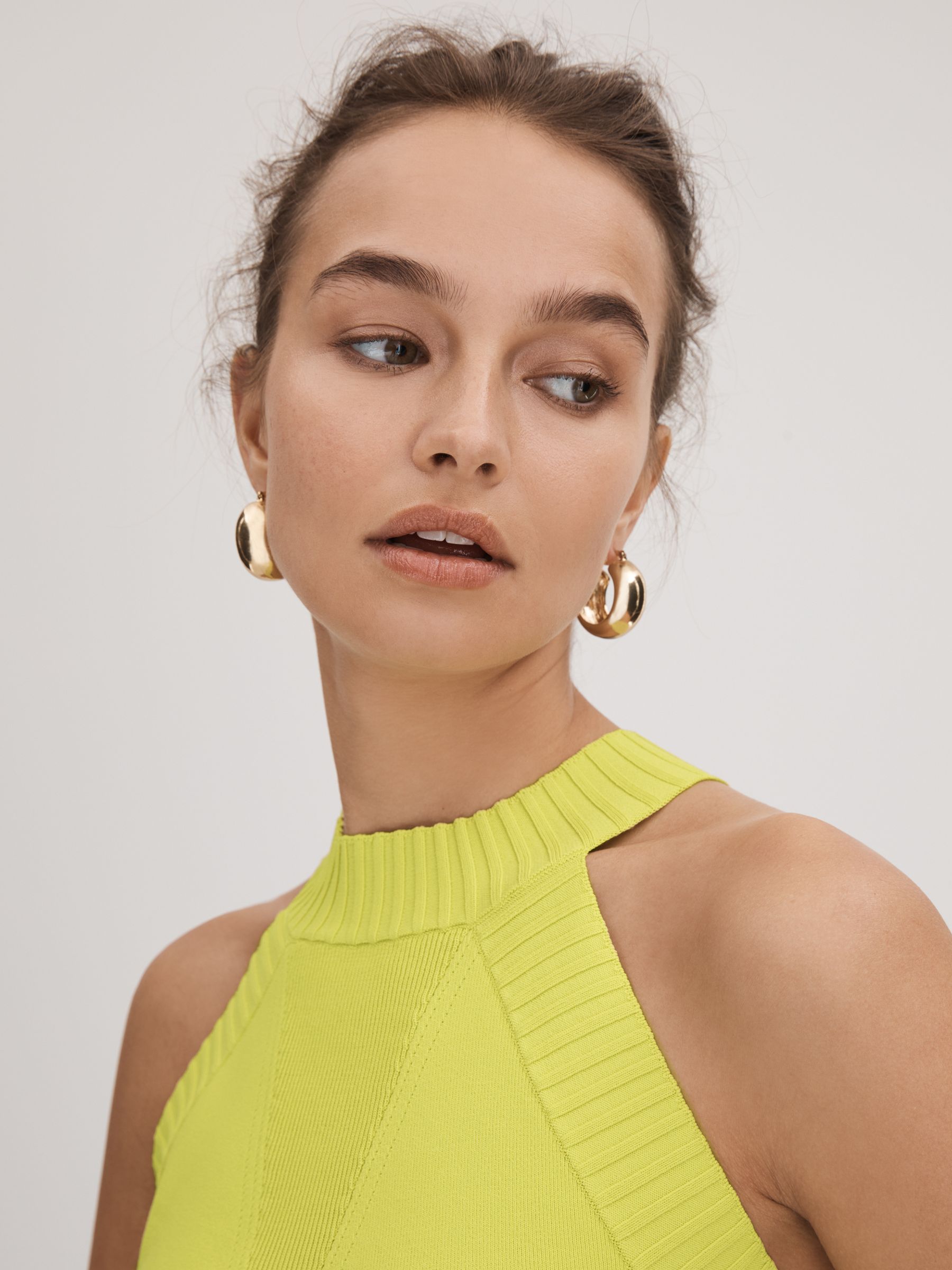 Florere Knitted Halter Neck Vest in Lime - Image 4 of 6