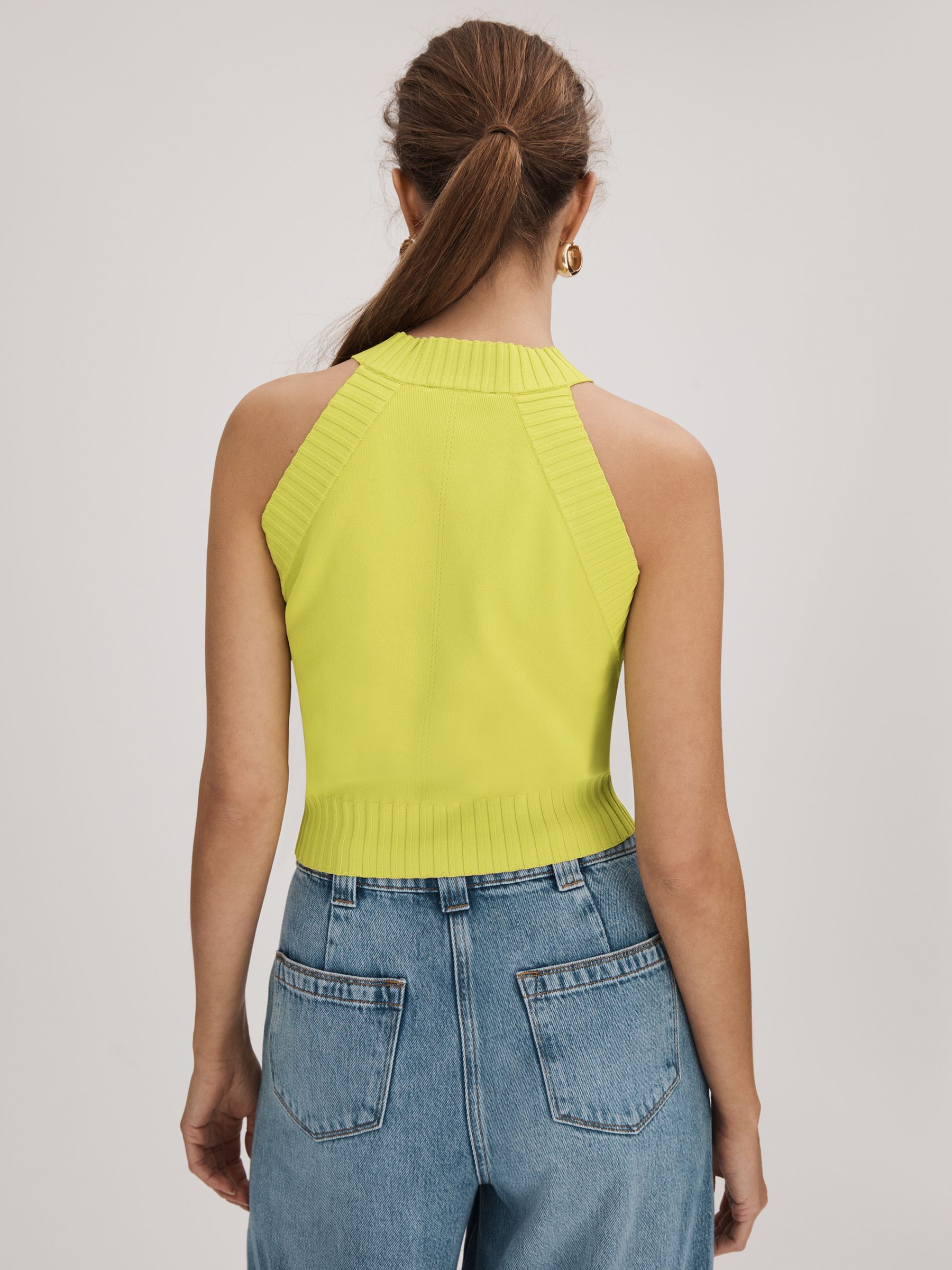 Florere Knitted Halter Neck Vest in Lime - Image 5 of 6
