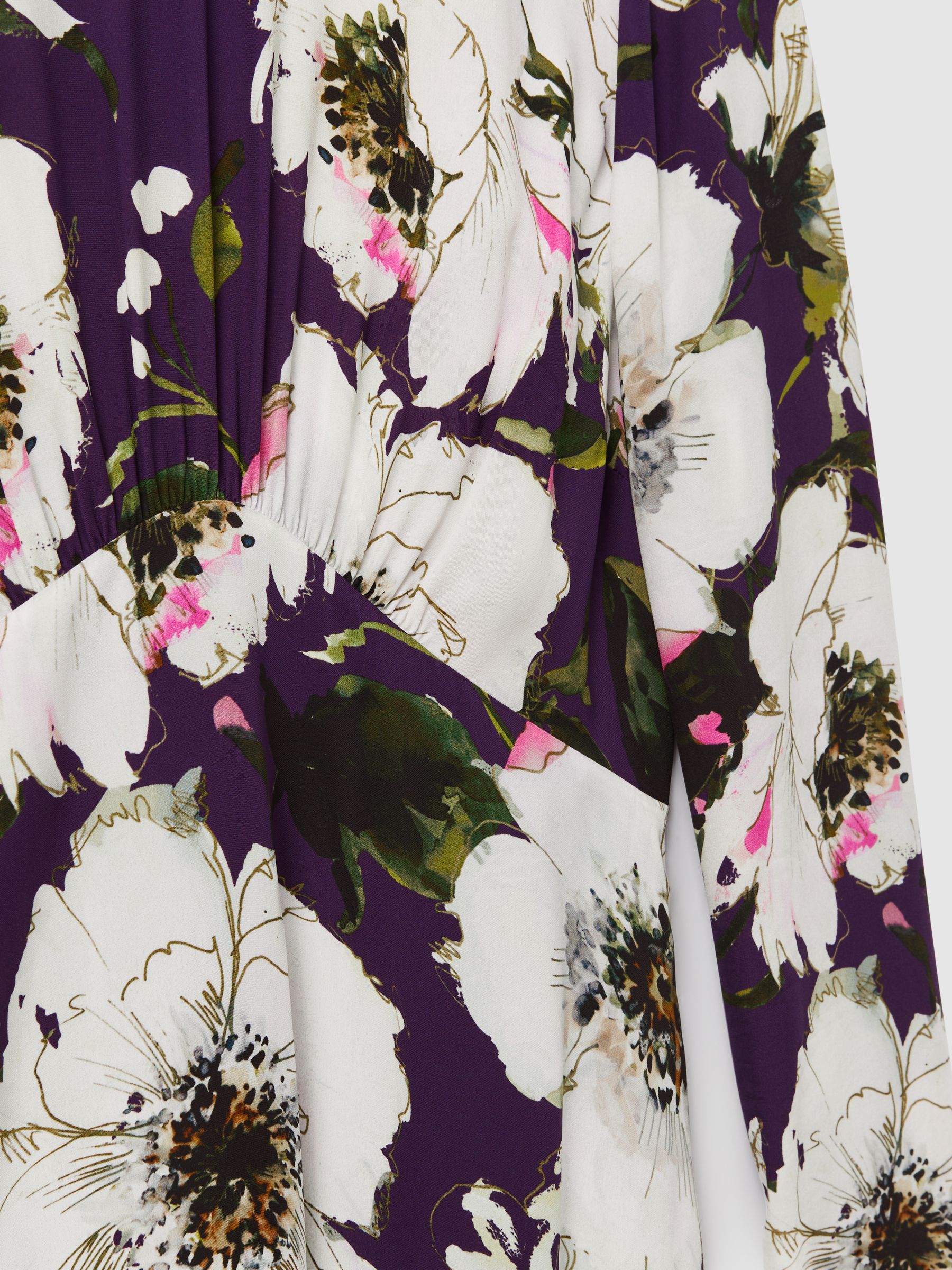 Florere Printed Zip Cuff Midi Dress in Blue/Khaki - Image 7 of 7