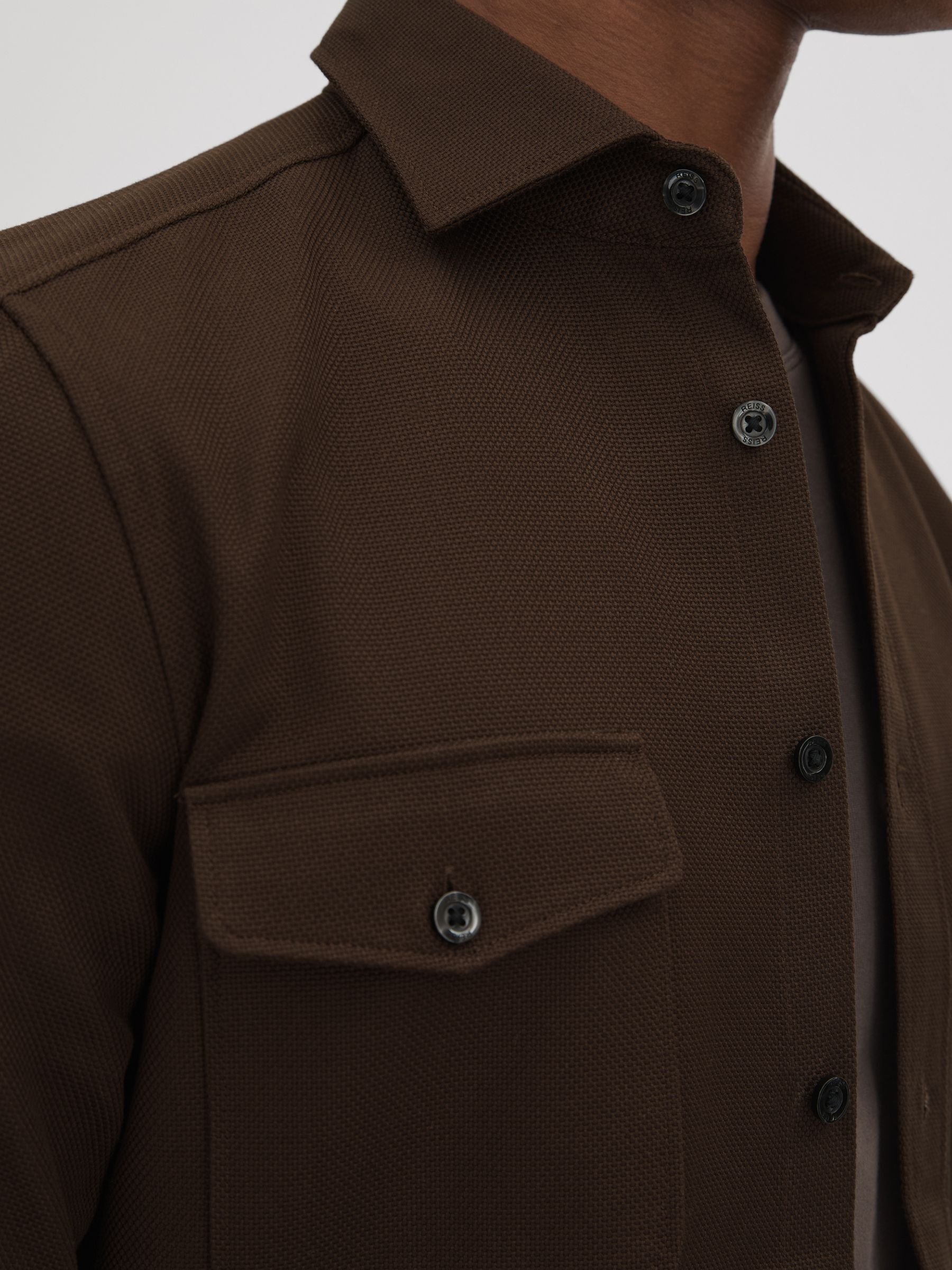 Cotton Canvas Overshirt in Chocolate - Image 4 of 7