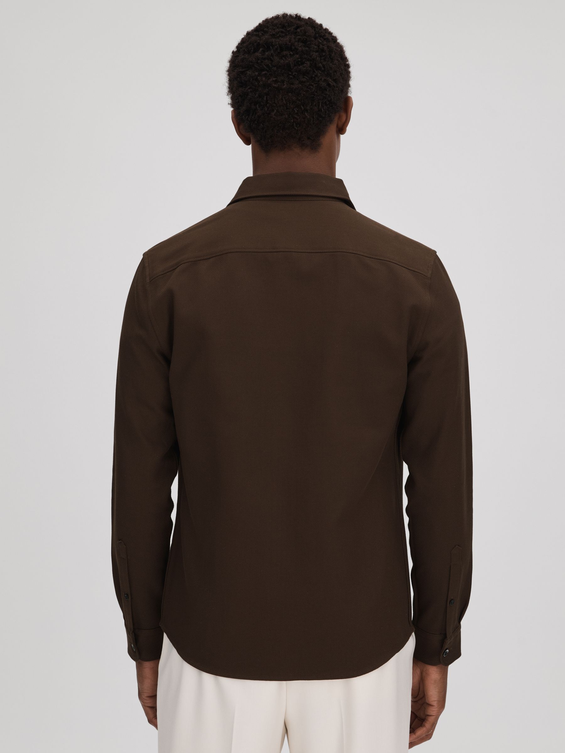 Cotton Canvas Overshirt in Chocolate - Image 5 of 7