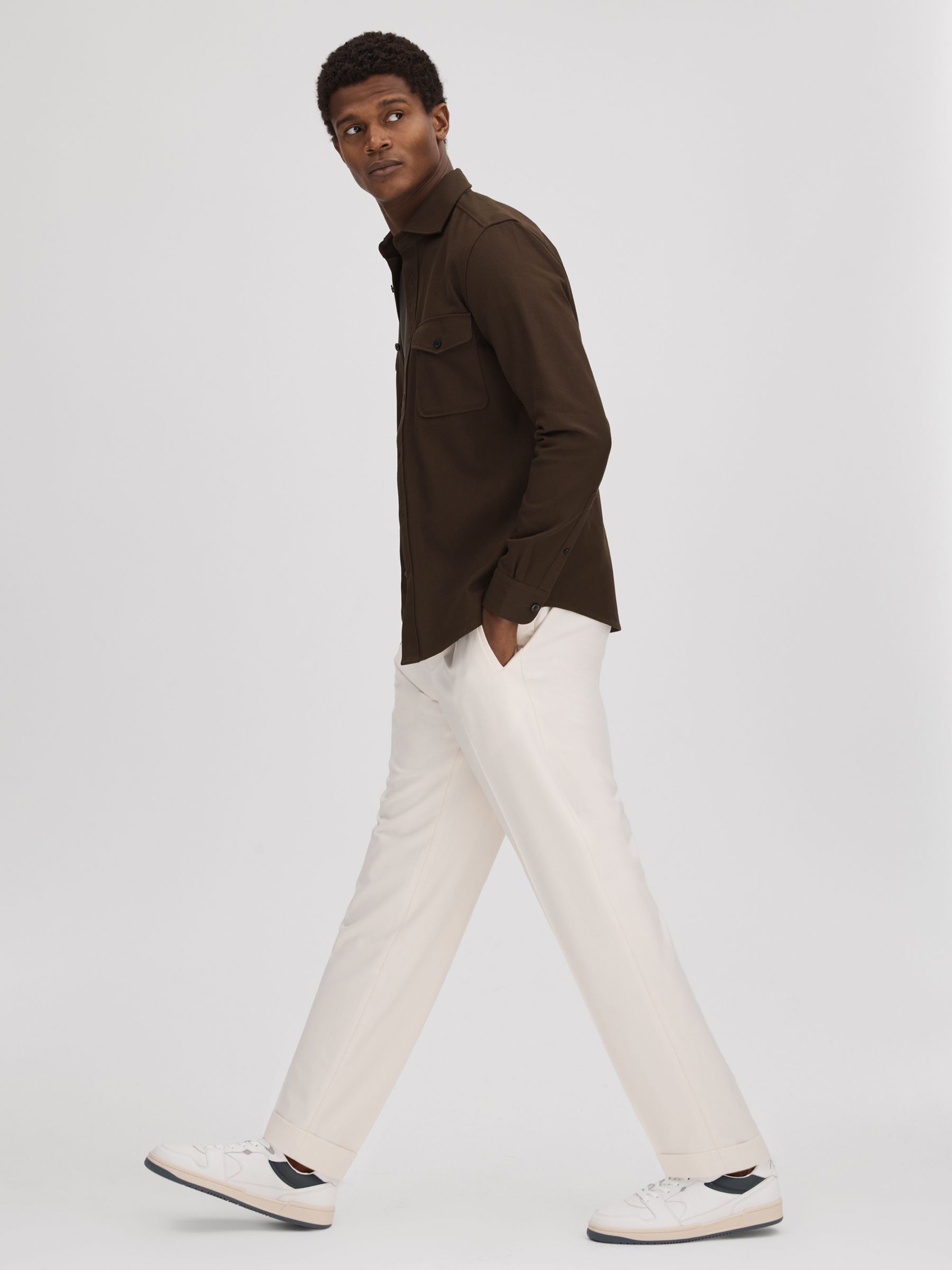 Cotton Canvas Overshirt in Chocolate - Image 6 of 7