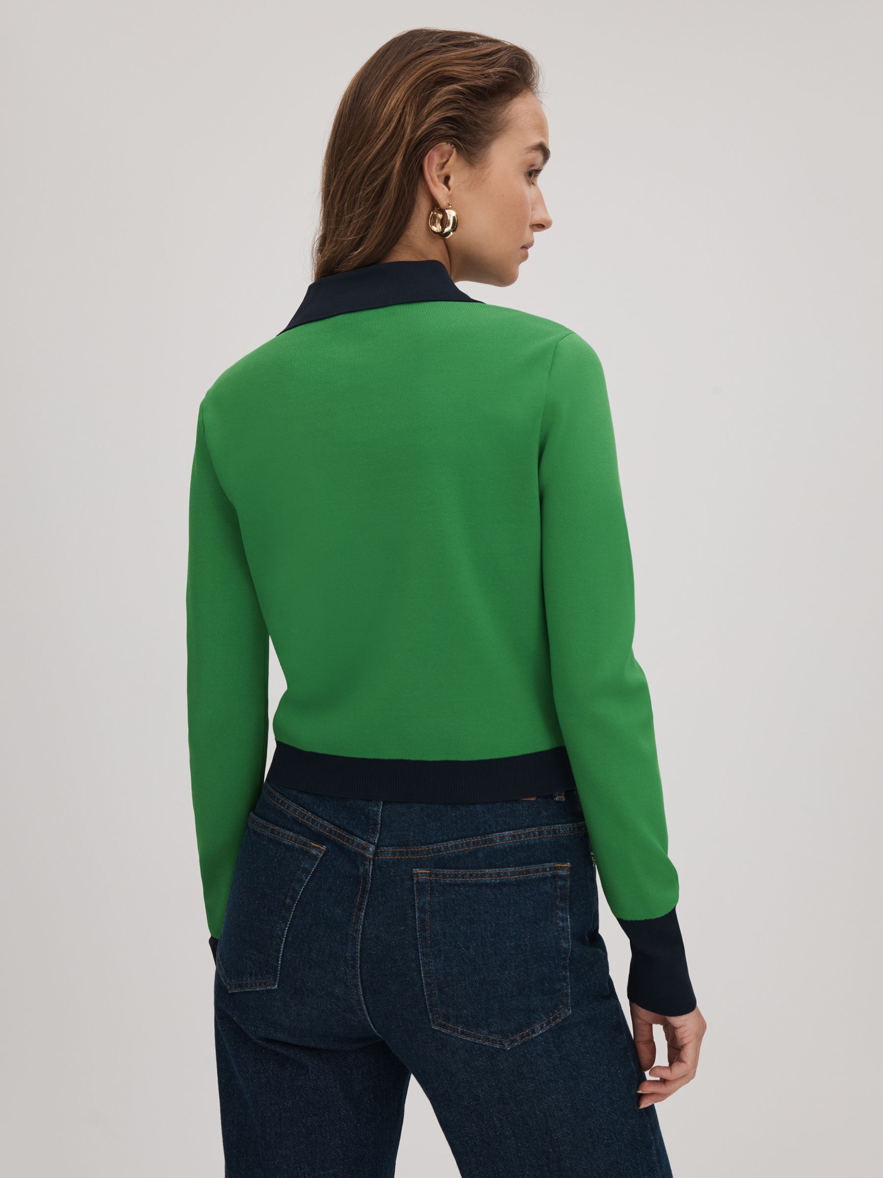 Florere Fitted Contrast Trim Cardigan in Bright Green - Image 5 of 6