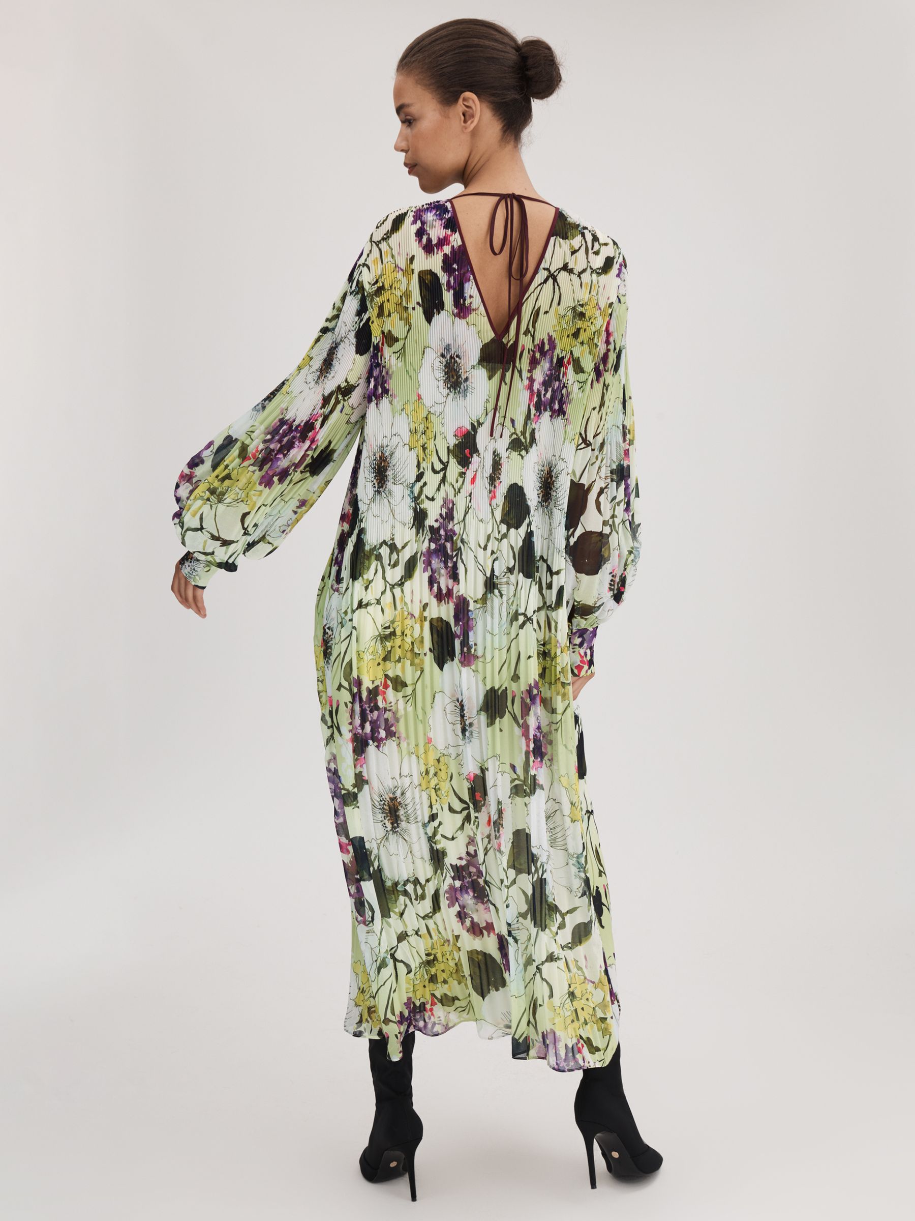 Florere Printed Blouson Sleeve Midi Dress in Multi - Image 5 of 6