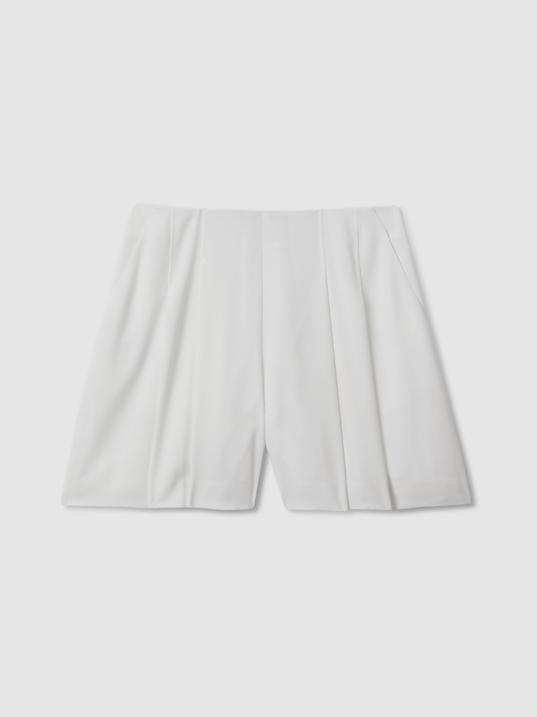 Florere High Rise Pleated Shorts in Ivory - Image 2 of 6