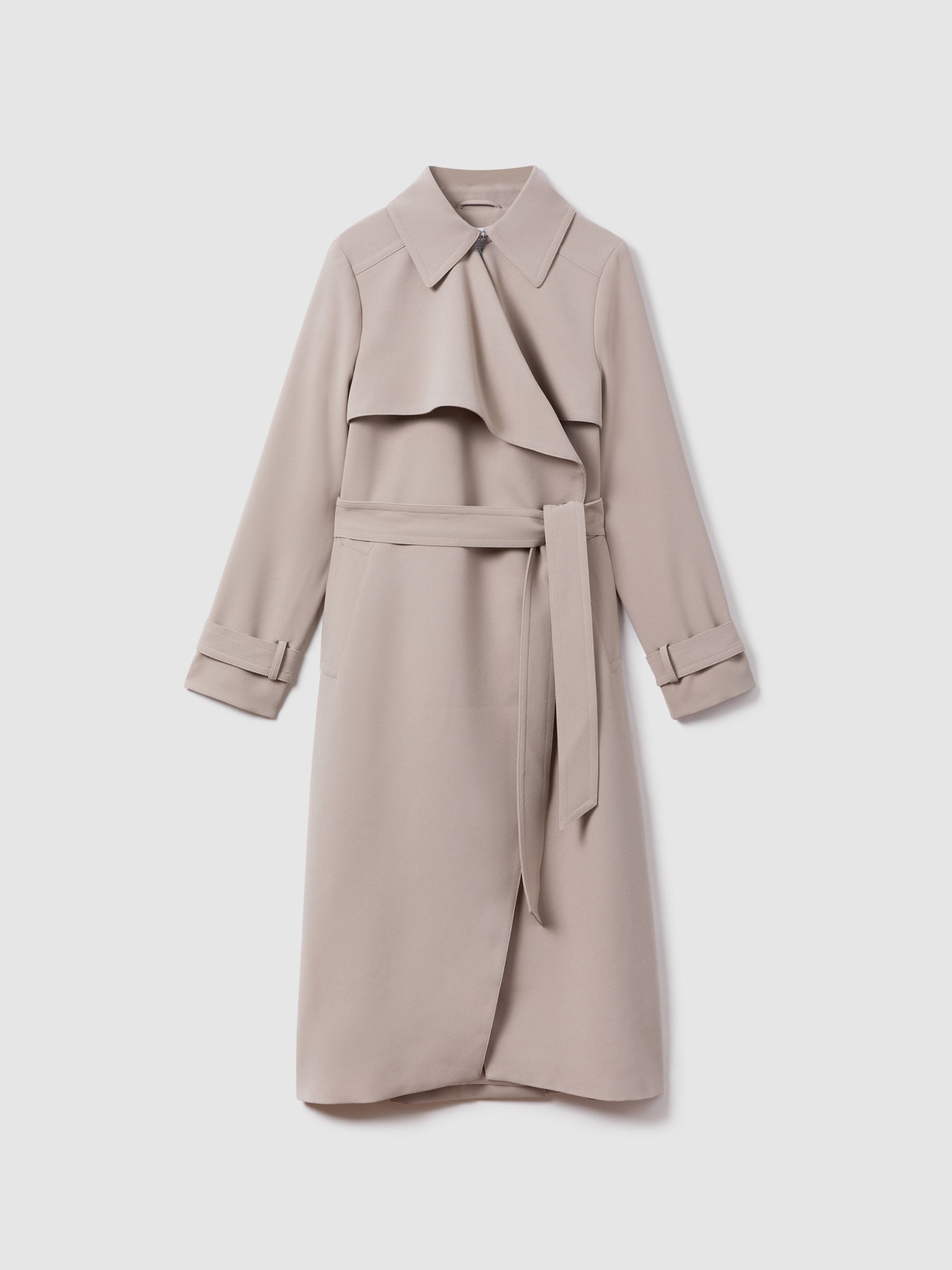 Double Breasted Belted Trench Coat in Mink Neutral - Image 2 of 7