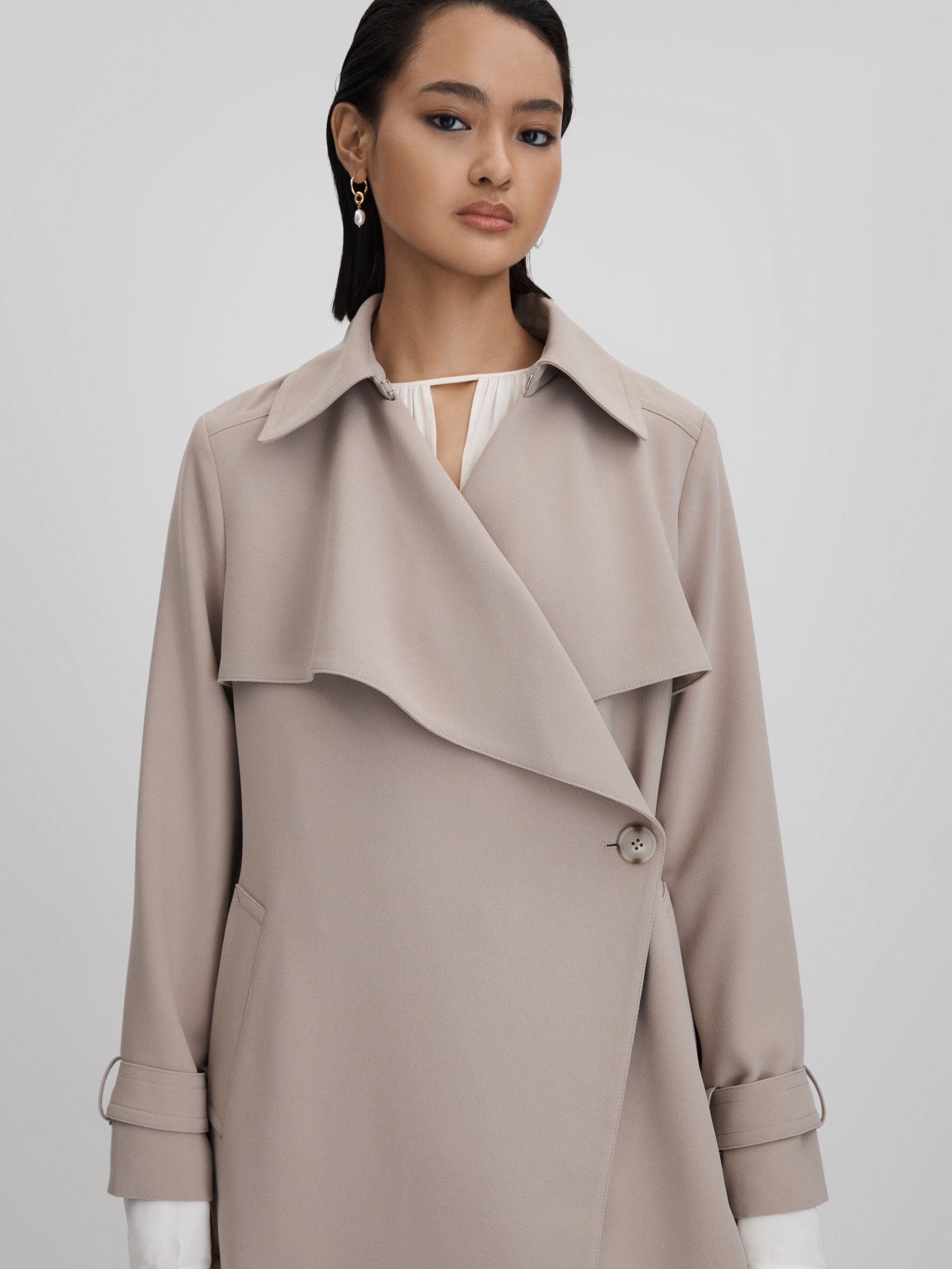 Double Breasted Belted Trench Coat in Mink Neutral - Image 4 of 7