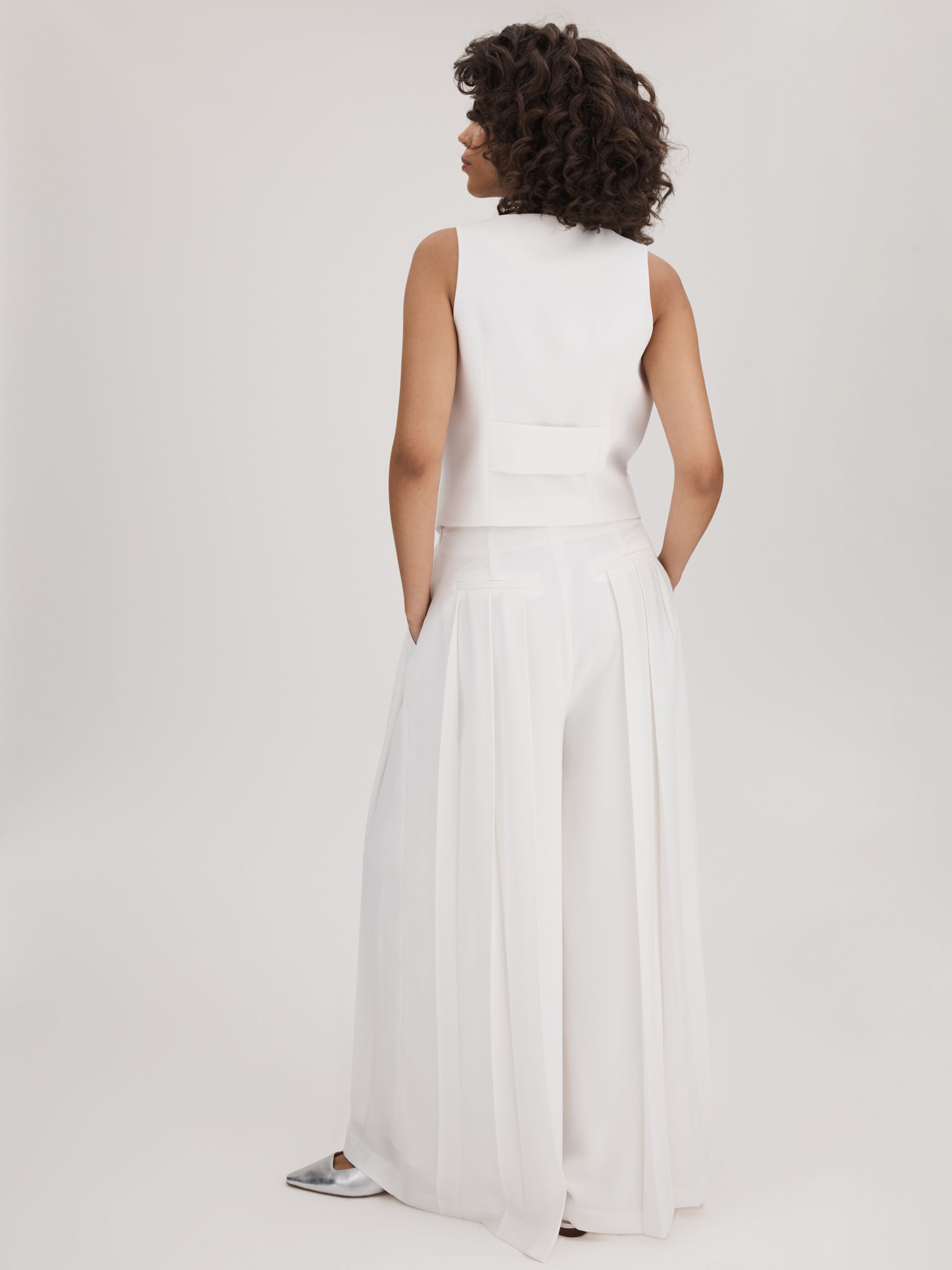 Florere Pleated Wide Leg Trousers in Ivory - Image 5 of 7