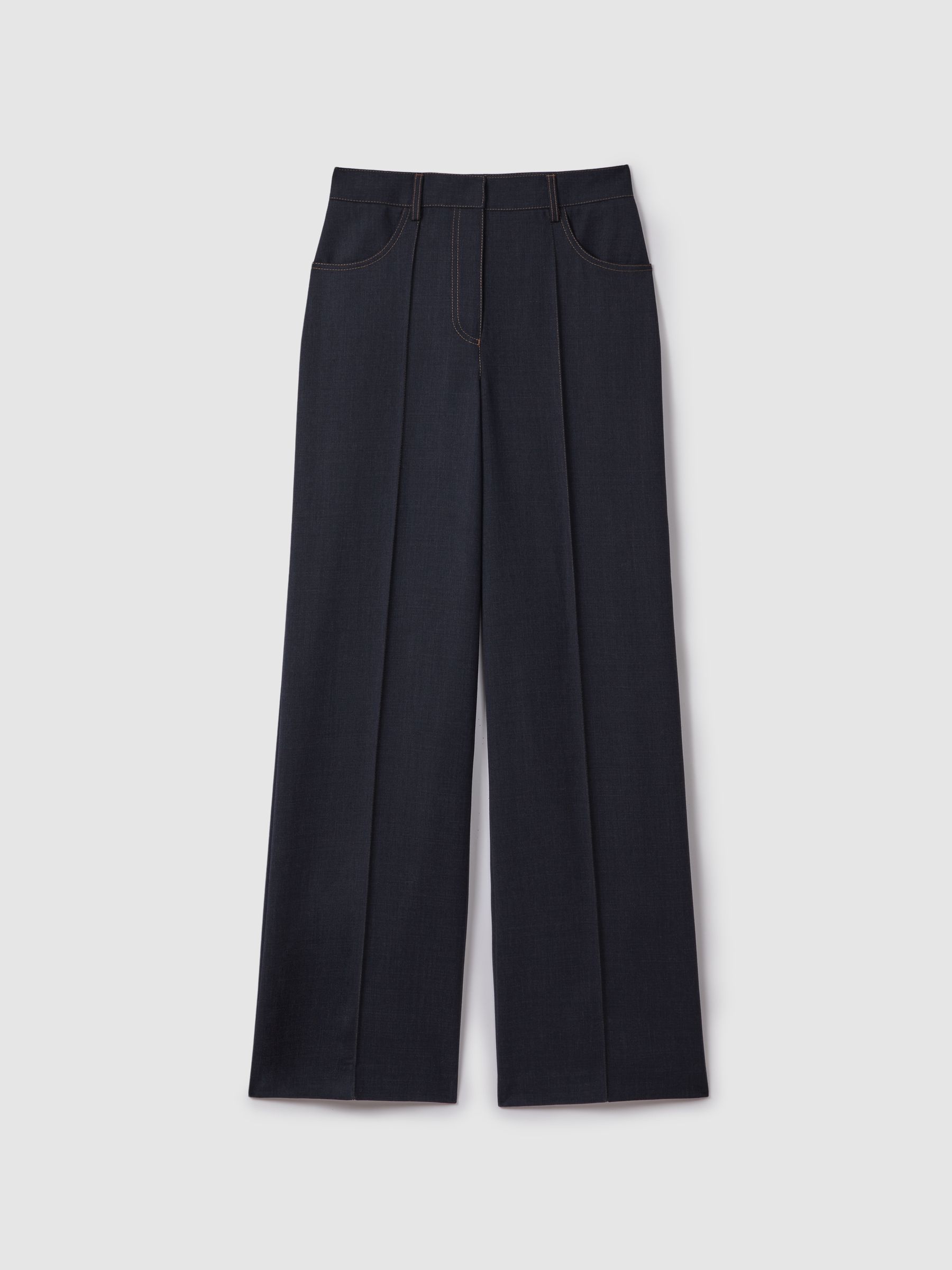 Wool Blend Denim Look Suit Trousers in Navy - Image 2 of 7