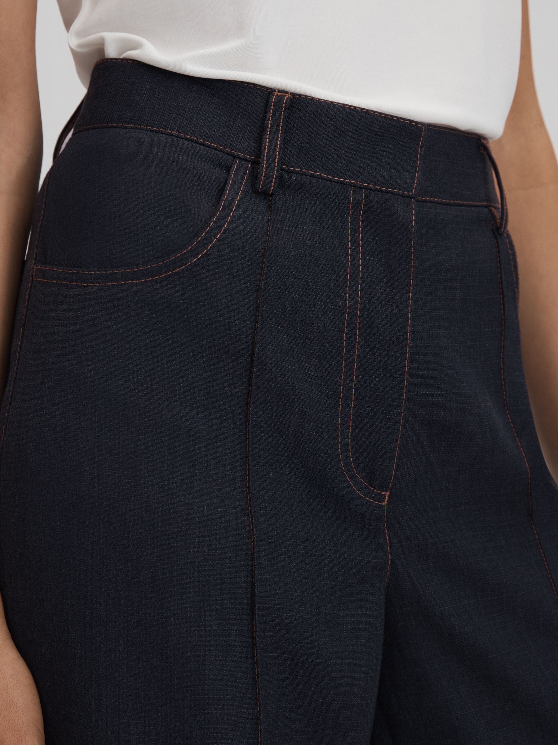 Wool Blend Denim Look Suit Trousers in Navy - Image 4 of 7