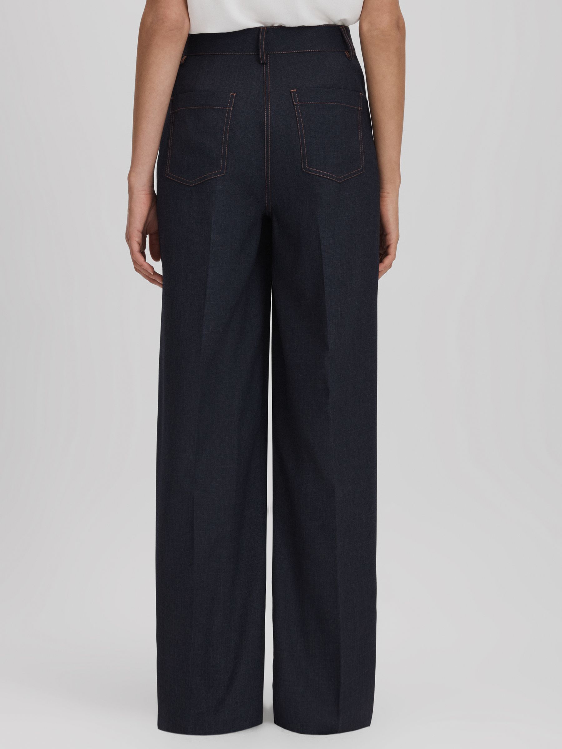 Wool Blend Denim Look Suit Trousers in Navy - Image 5 of 7