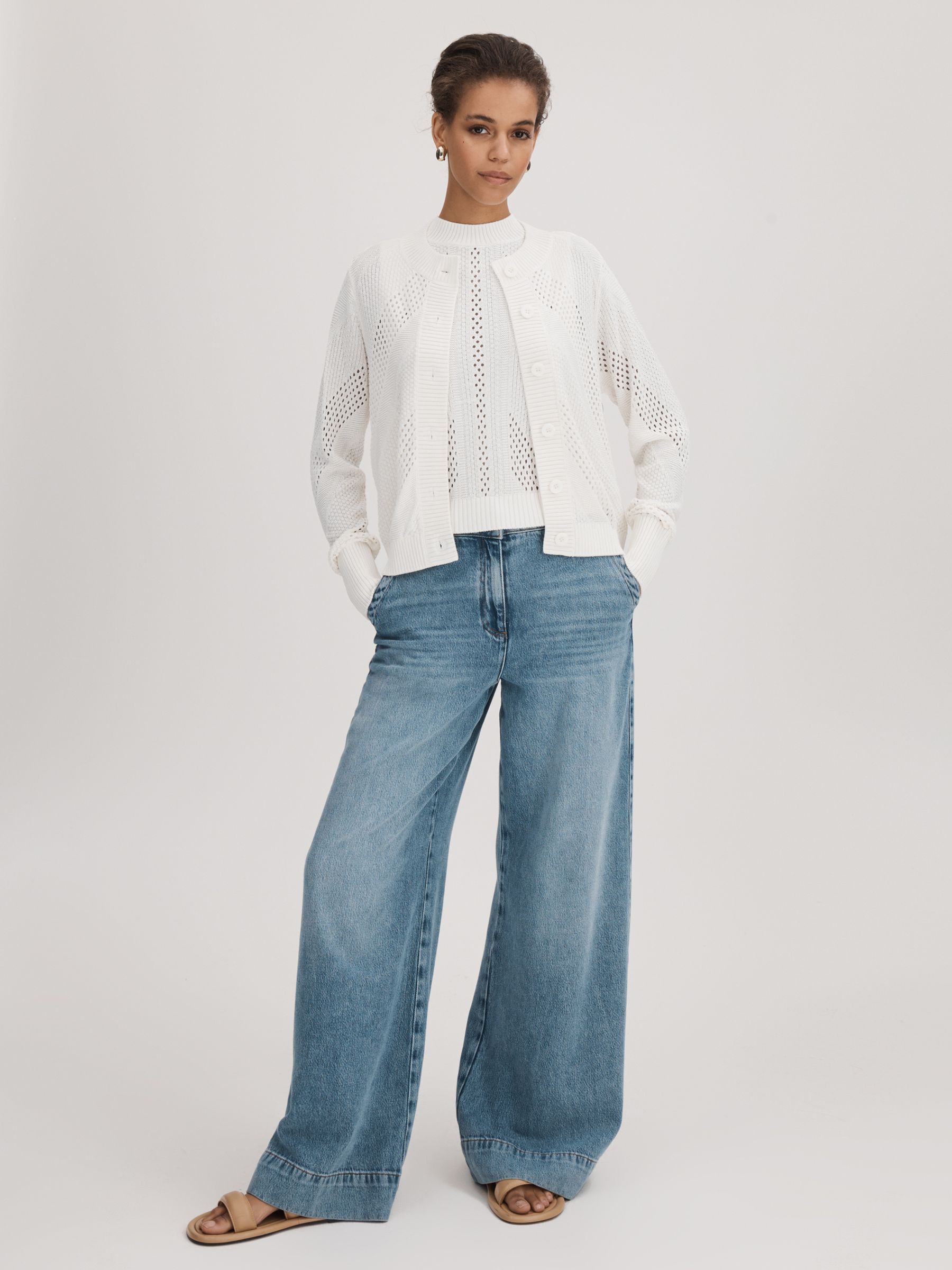 Florere Ivory Florere Ivory Crochet Button Through Cardigan - Image 3 of 5