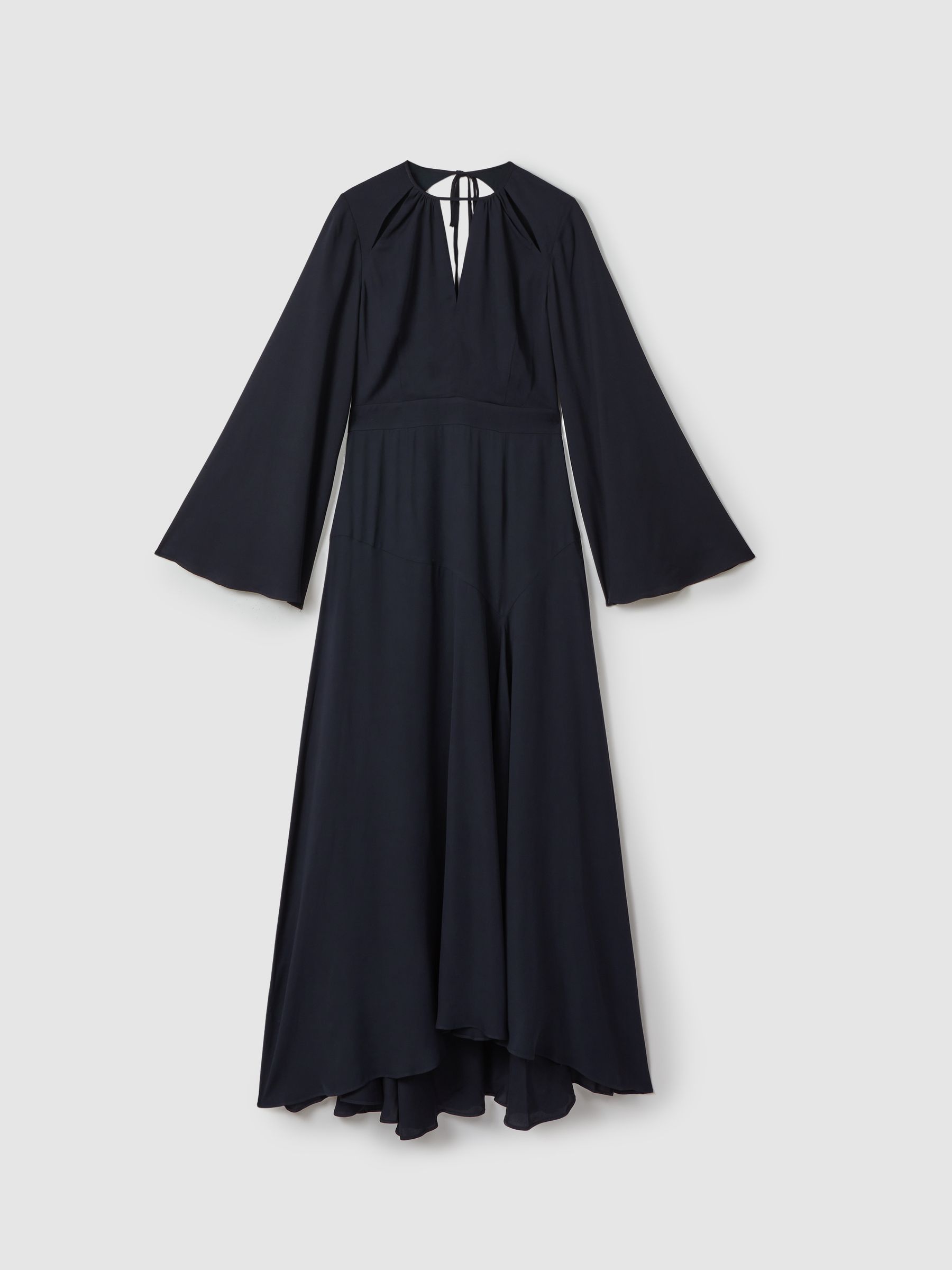 Flute Sleeve Midi Dress in Navy - Image 2 of 6