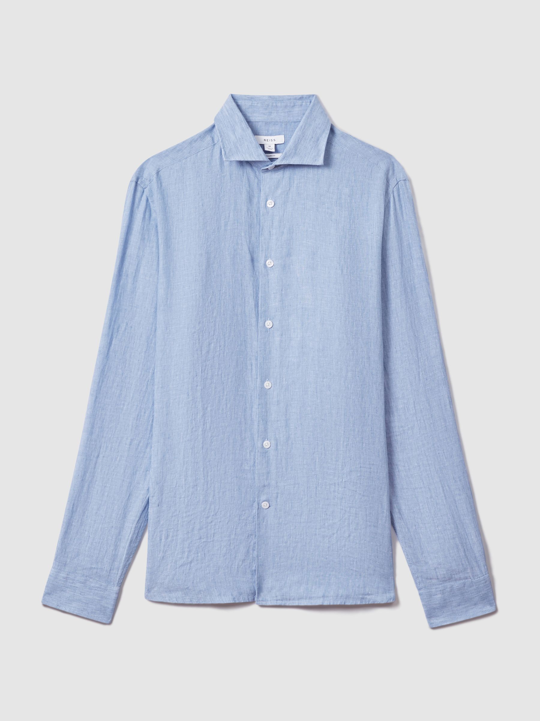 Linen Button-Through Shirt in Sky Blue - Image 2 of 6