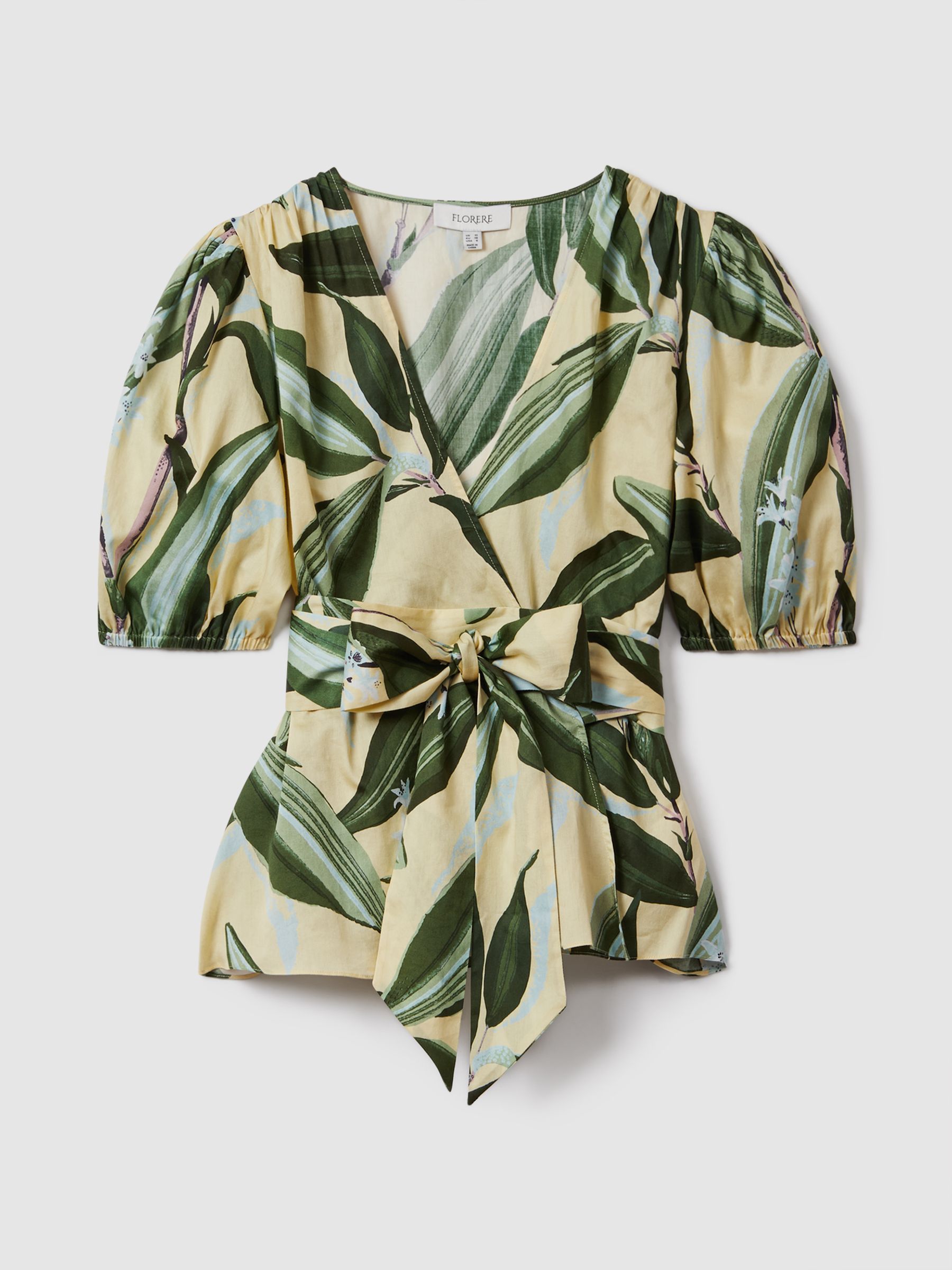 Florere Printed Wrap Blouse in Pale Yellow - Image 2 of 6