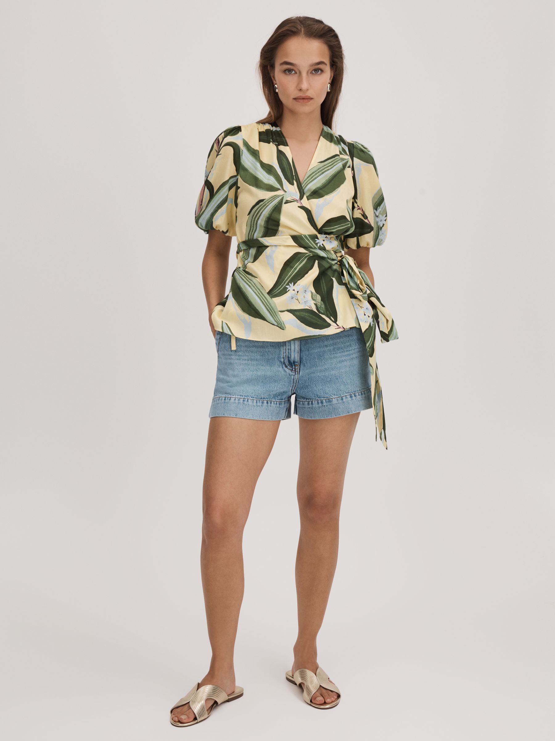 Florere Printed Wrap Blouse in Pale Yellow - Image 5 of 6