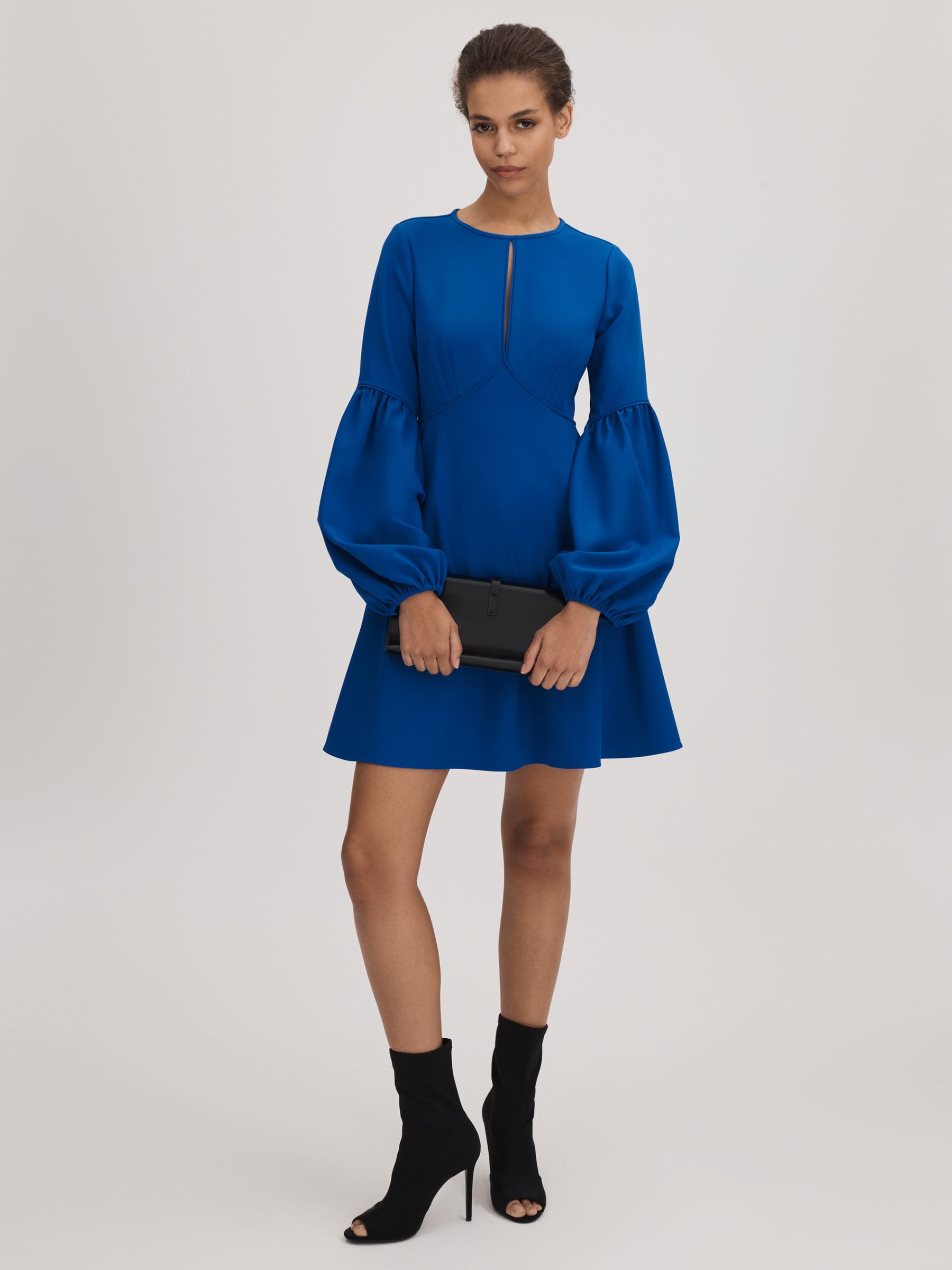 Florere Blouson Sleeve Mini Dress in Bright Blue - Image 3 of 6