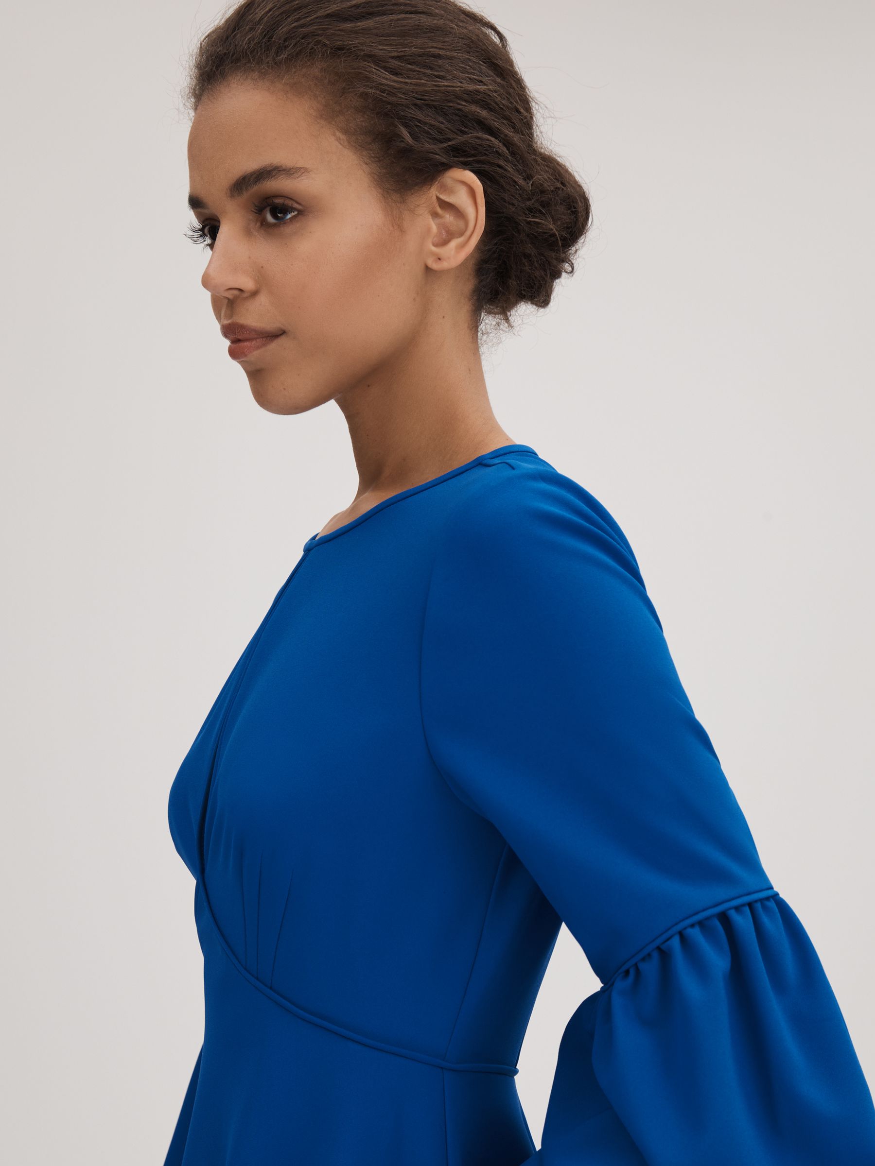 Florere Blouson Sleeve Mini Dress in Bright Blue - Image 4 of 6