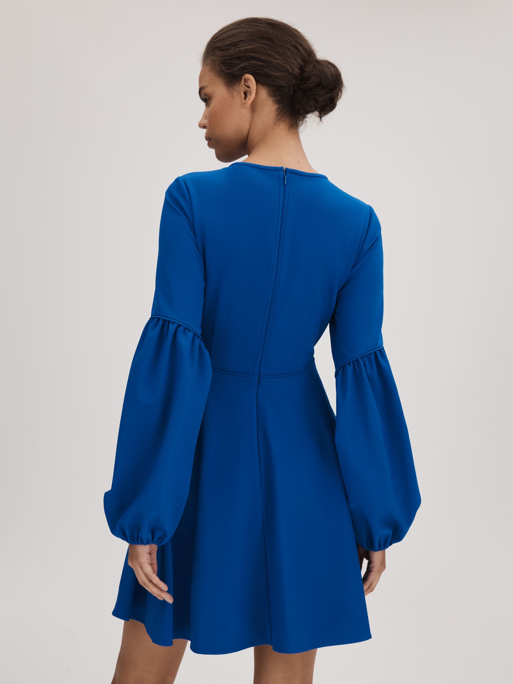 Florere Blouson Sleeve Mini Dress in Bright Blue - Image 5 of 6