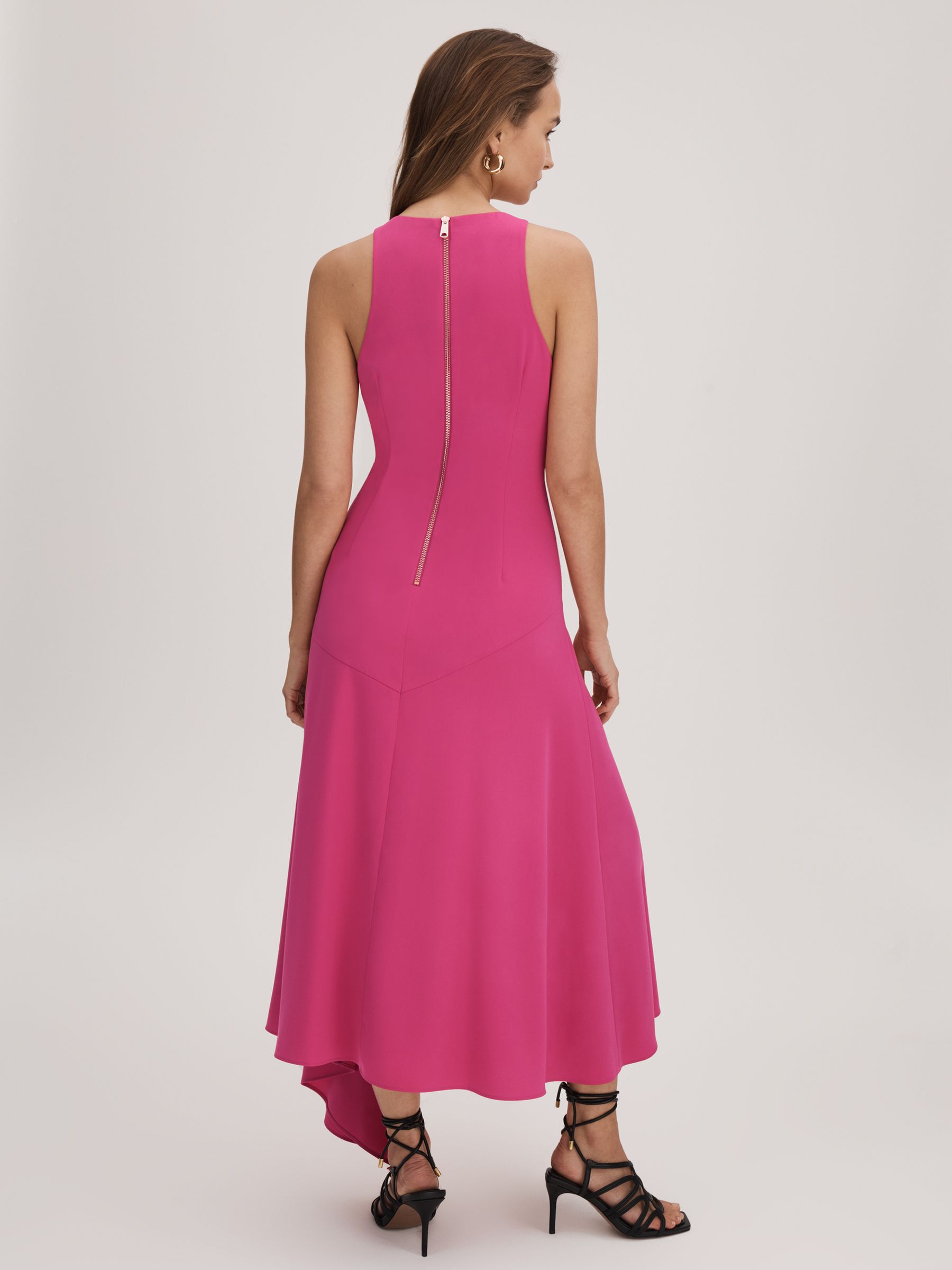 Florere Crepe Asymmetric Midi Dress in Deep Pink - Image 5 of 6