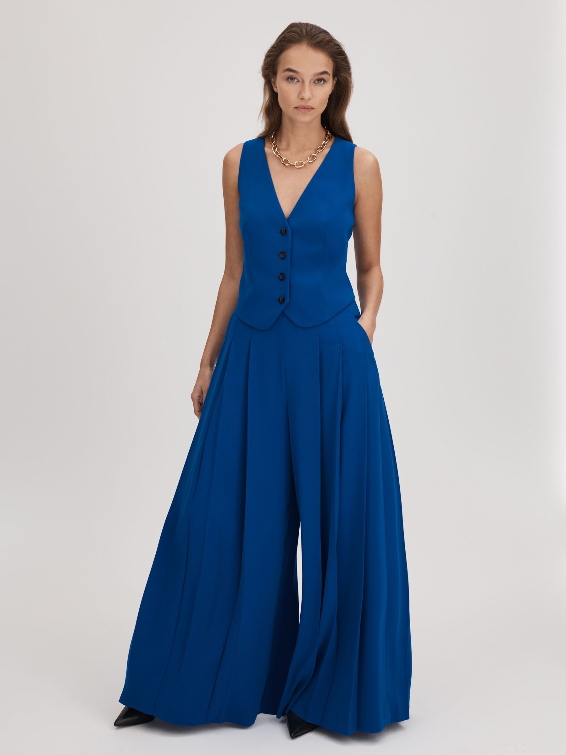 Florere Single Breasted Waistcoat in Bright Blue - Image 3 of 6